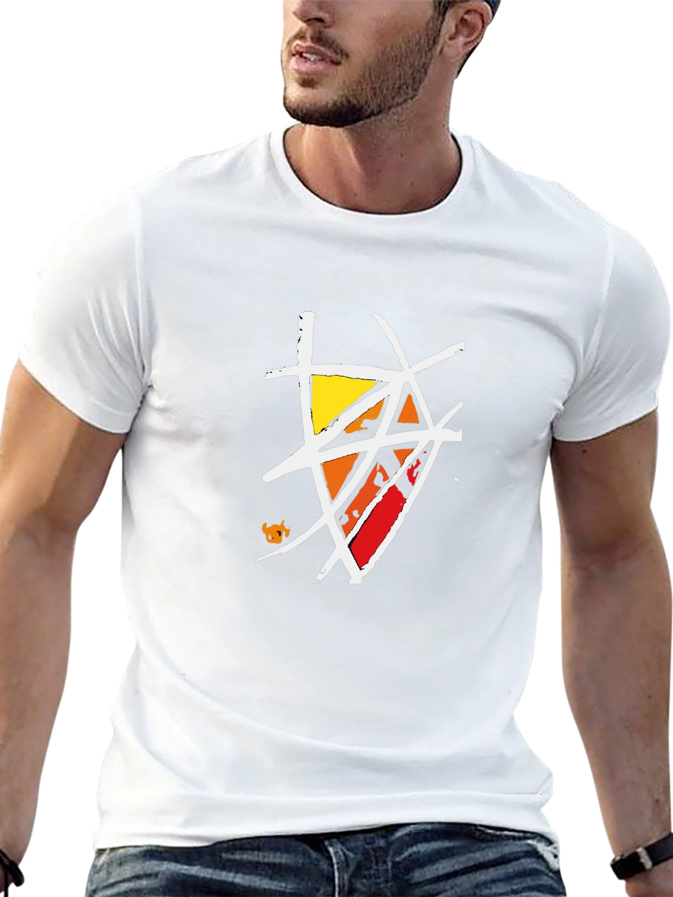 Abstract Geometric Graphic Print Black Tee