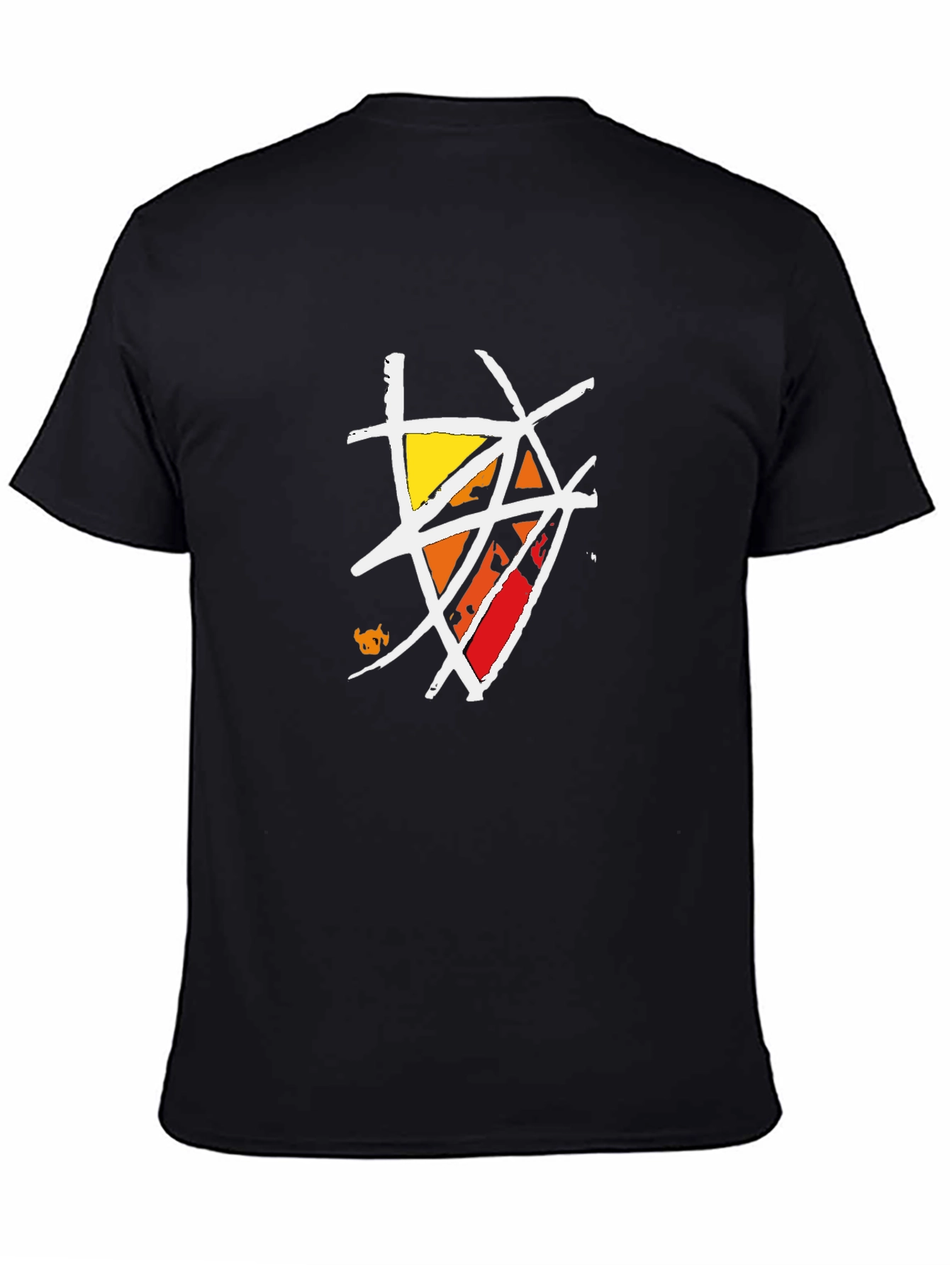 Abstract Geometric Graphic Print Black Tee