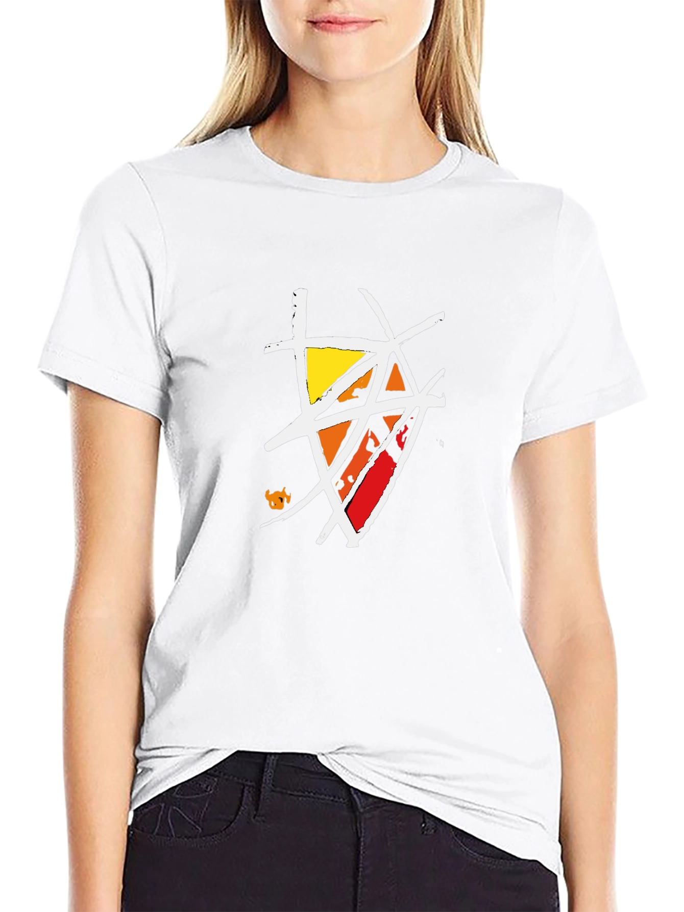 Abstract Geometric Graphic Print Black Tee