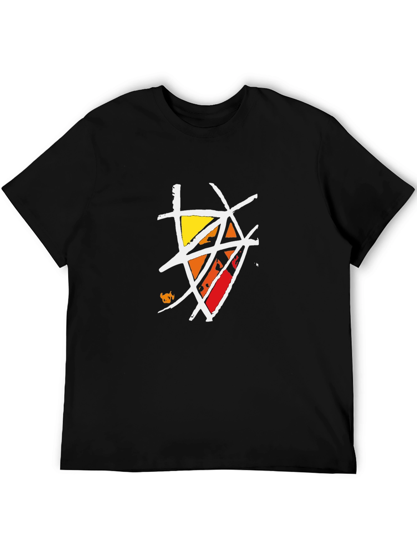 Abstract Geometric Graphic Print Black Tee
