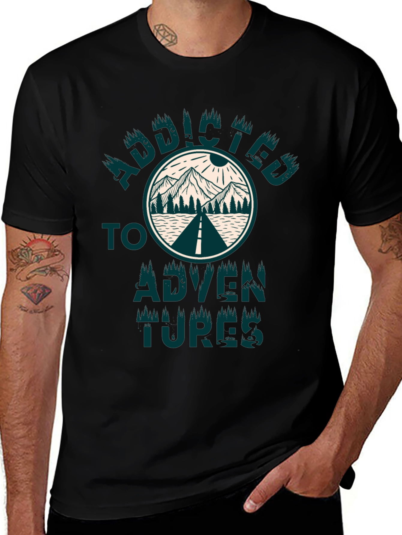 Addicted to Adventures Graphic Tee - Black
