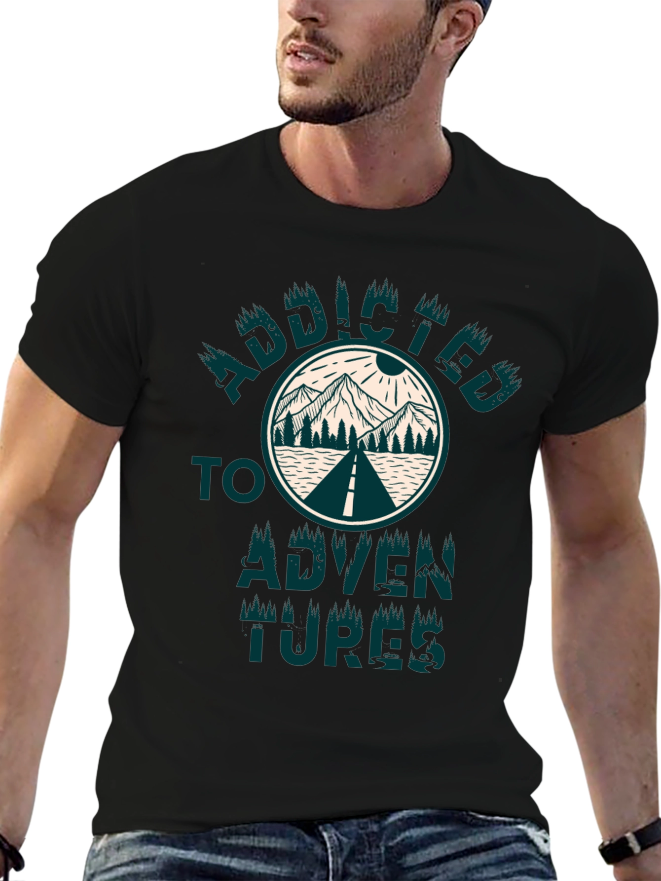 Addicted to Adventures Graphic Tee - Black