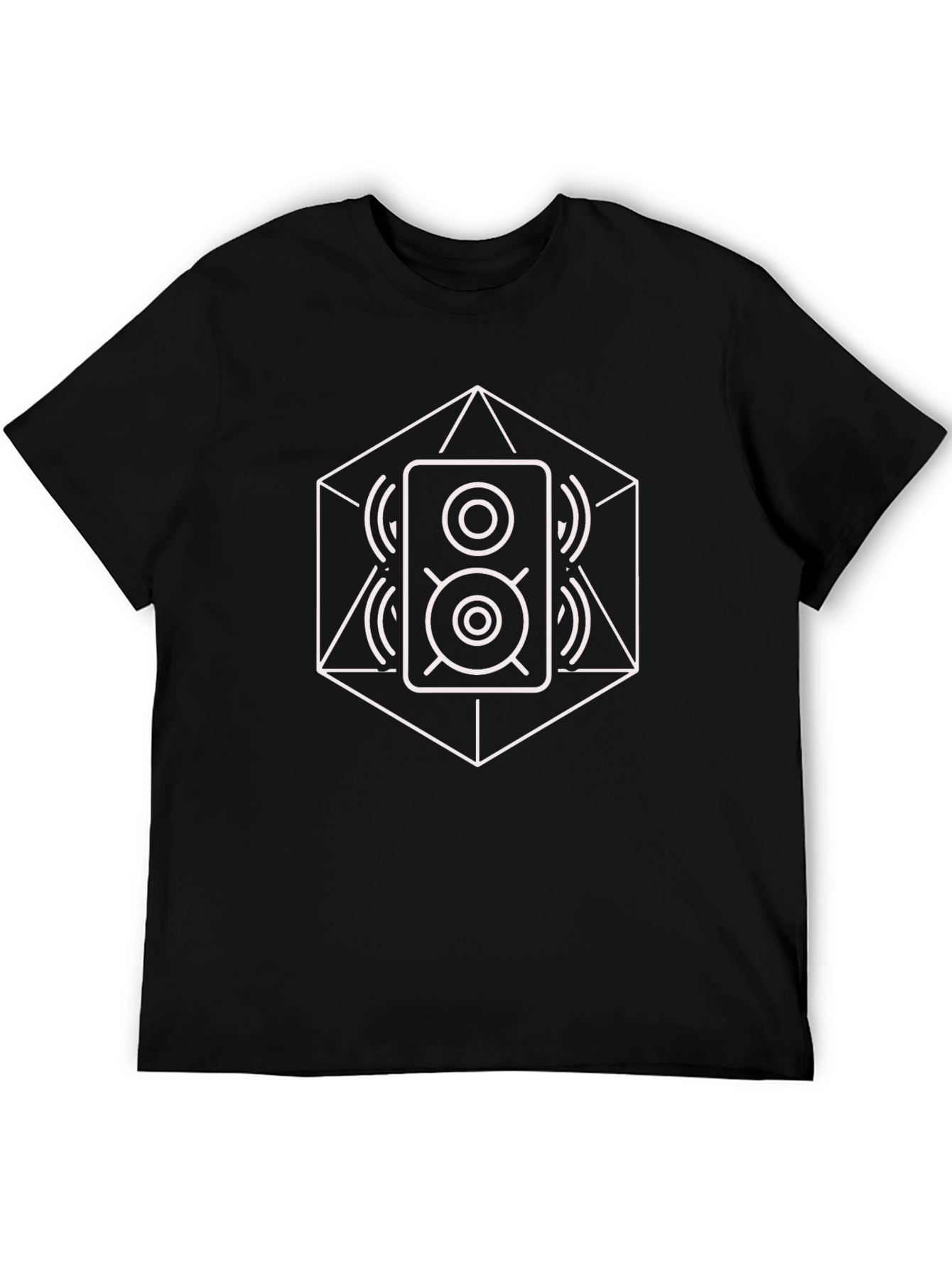Geometric Speaker Graphic Tee - Modern Black T-Shirt