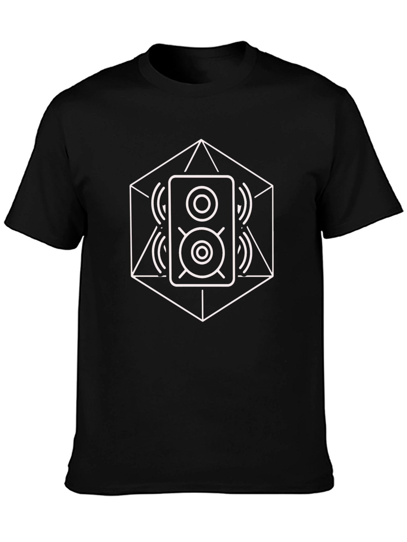 Geometric Speaker Graphic Tee - Modern Black T-Shirt
