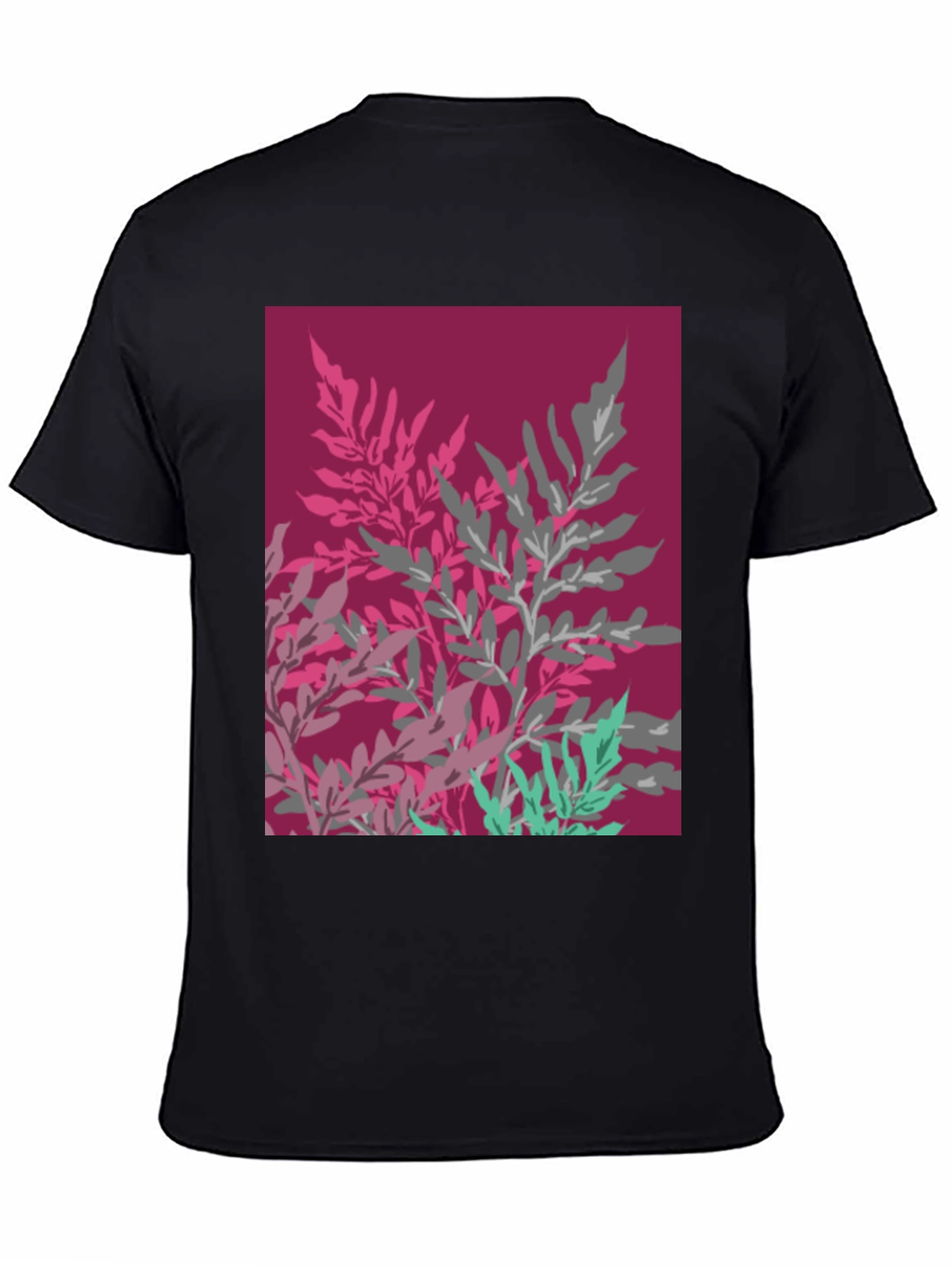 Abstract Floral Print Black Cotton Tee