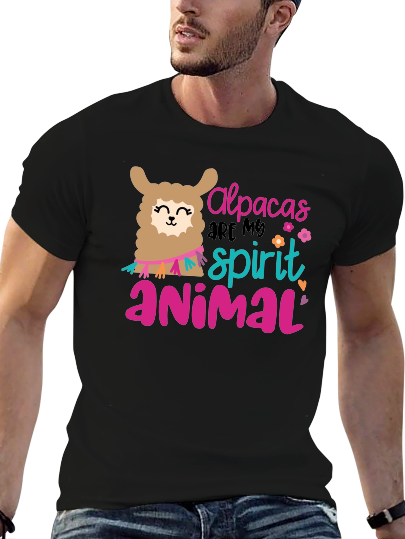 Alpacas Are My Spirit Animal Black T-Shirt