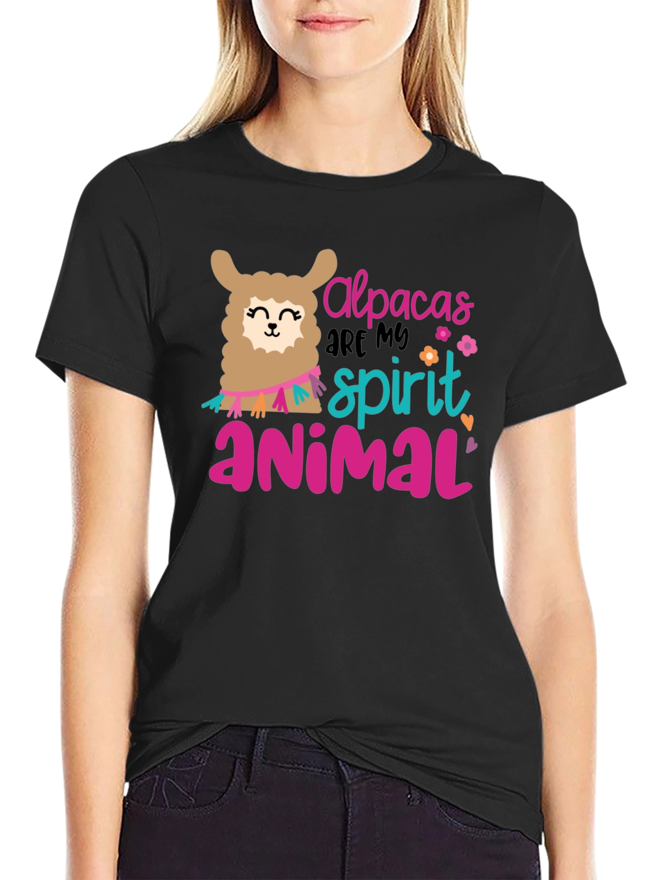 Alpacas Are My Spirit Animal Black T-Shirt