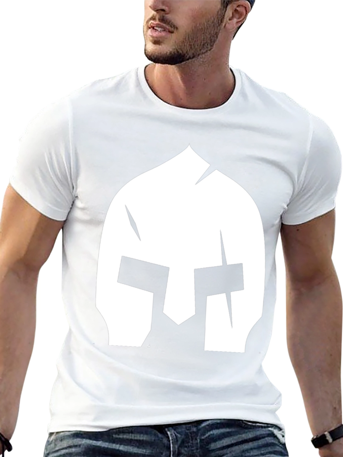 Spartan Helmet Graphic Tee - Black Cotton T-Shirt