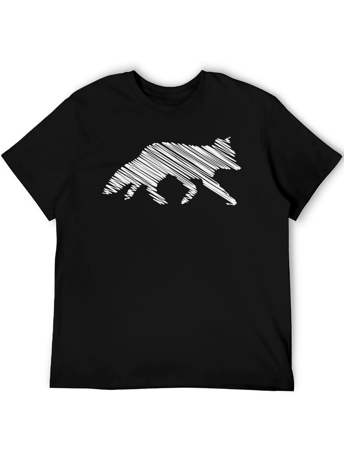 Abstract Fox Graphic Tee - Black Cotton T-Shirt
