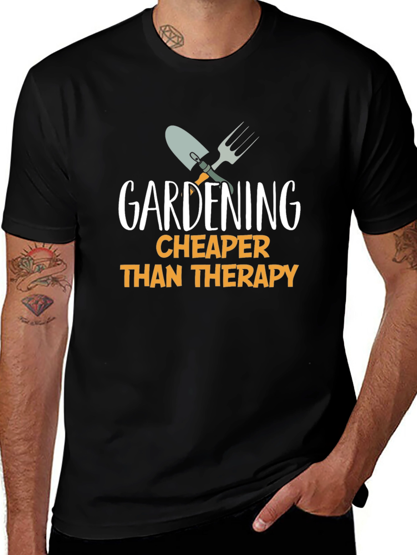 Gardening Cheaper Than Therapy T-Shirt - Black