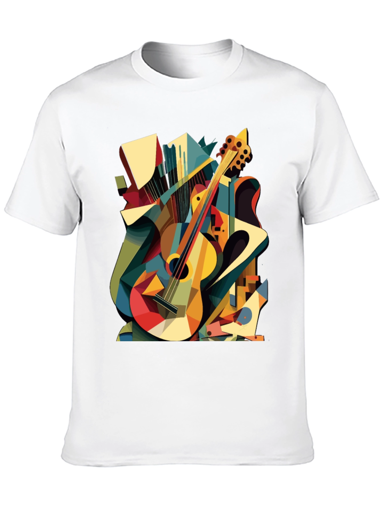 Abstract Guitar Graphic Tee - Black Cotton T-Shirt