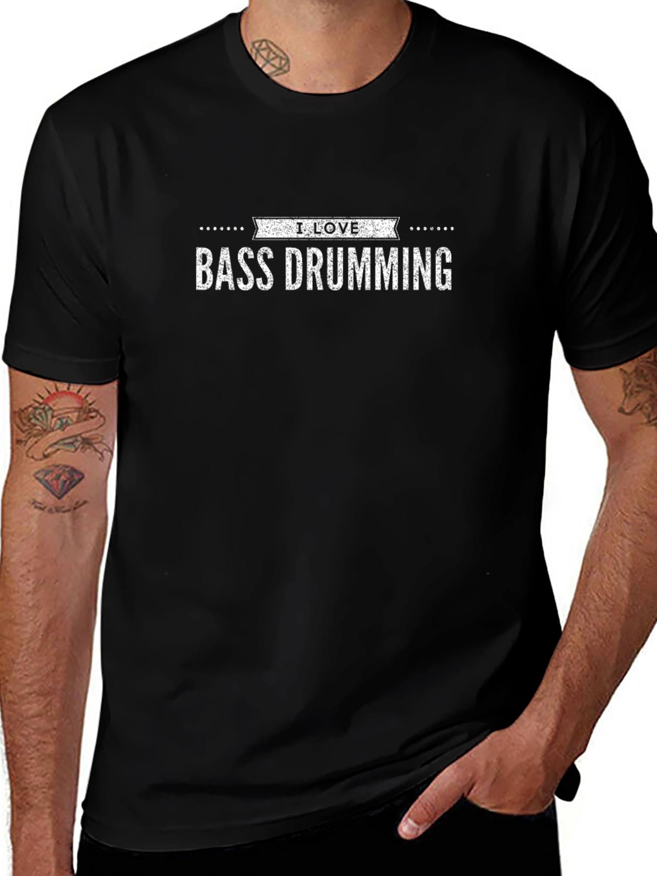 I Love Bass Drumming Black T-Shirt