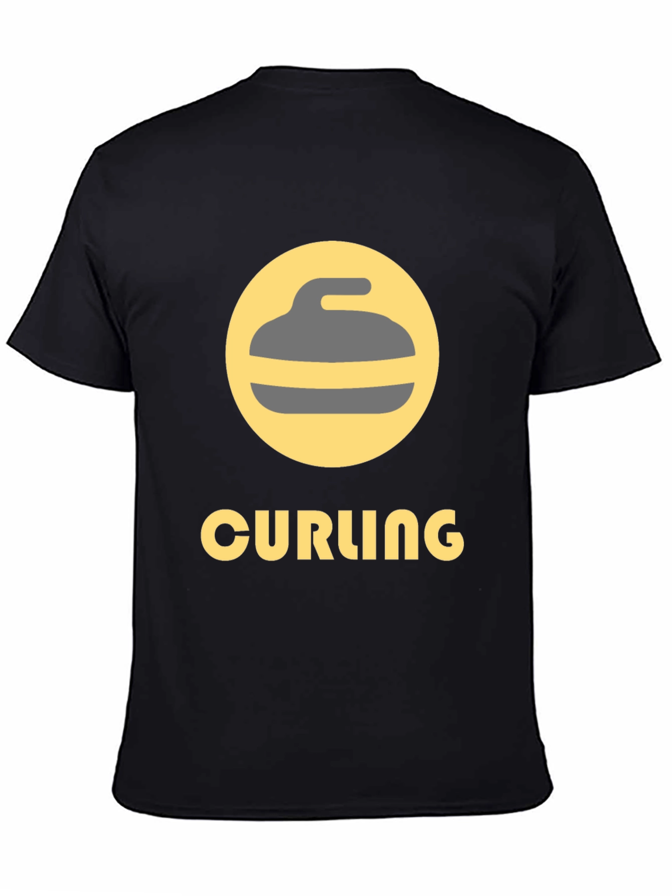Curling Sport Graphic Tee - Black Cotton T-Shirt