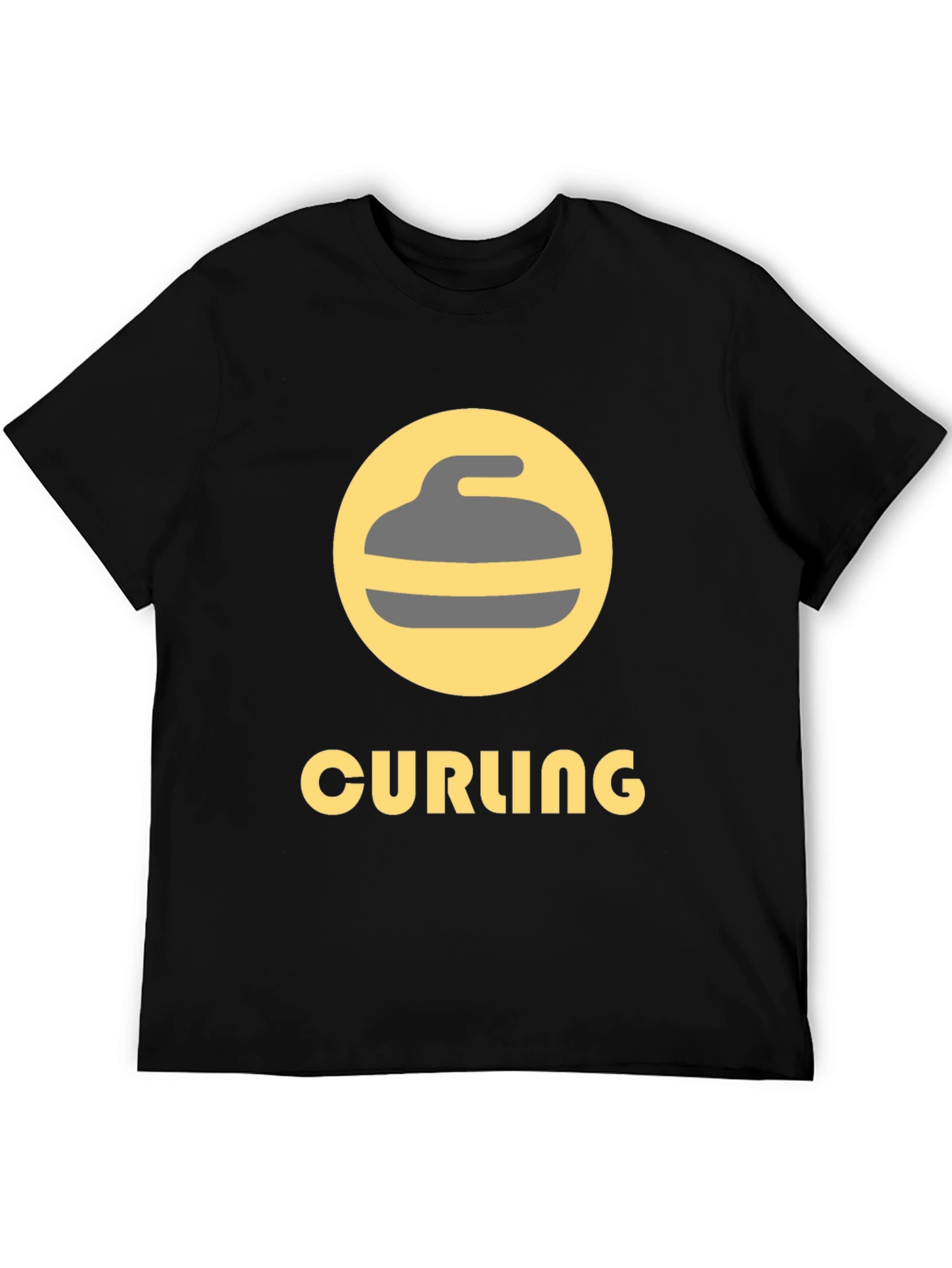 Curling Sport Graphic Tee - Black Cotton T-Shirt