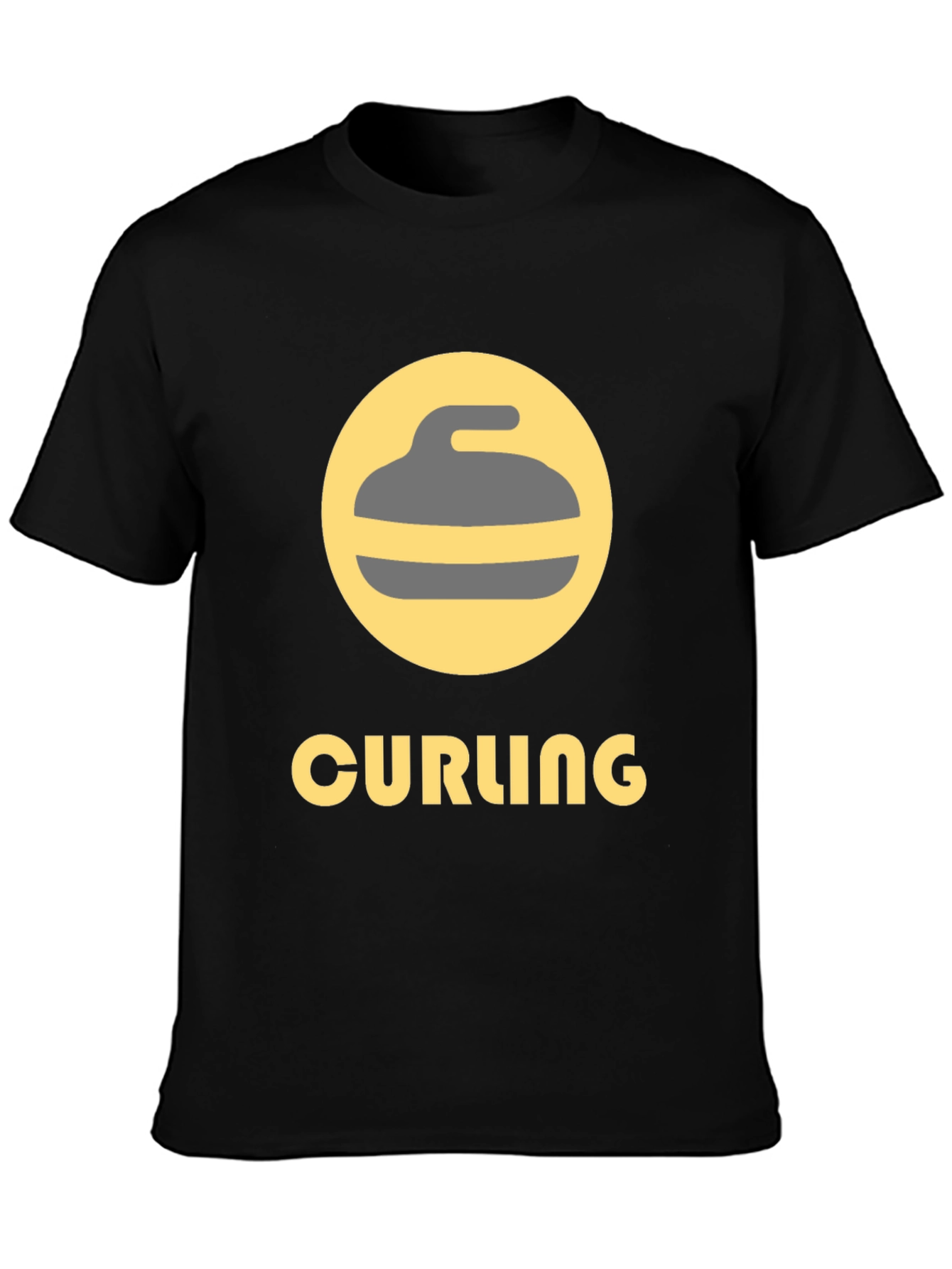 Curling Sport Graphic Tee - Black Cotton T-Shirt