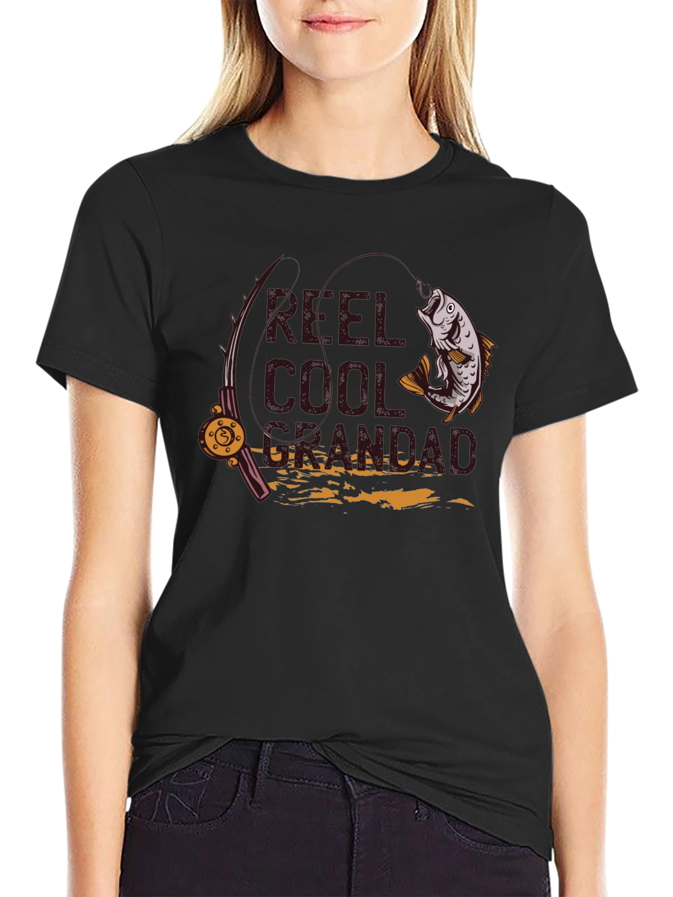 Reel Cool Grandad Fishing T-Shirt - Black