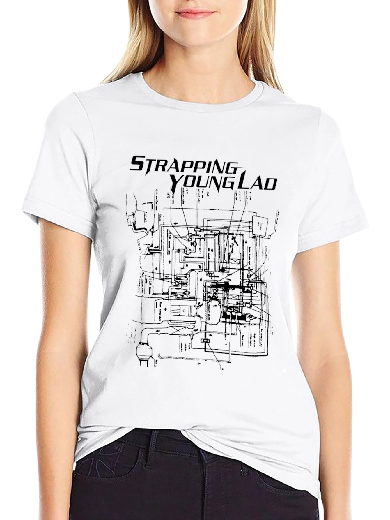 Strapping Young Lad Blueprint Graphic T-Shirt
