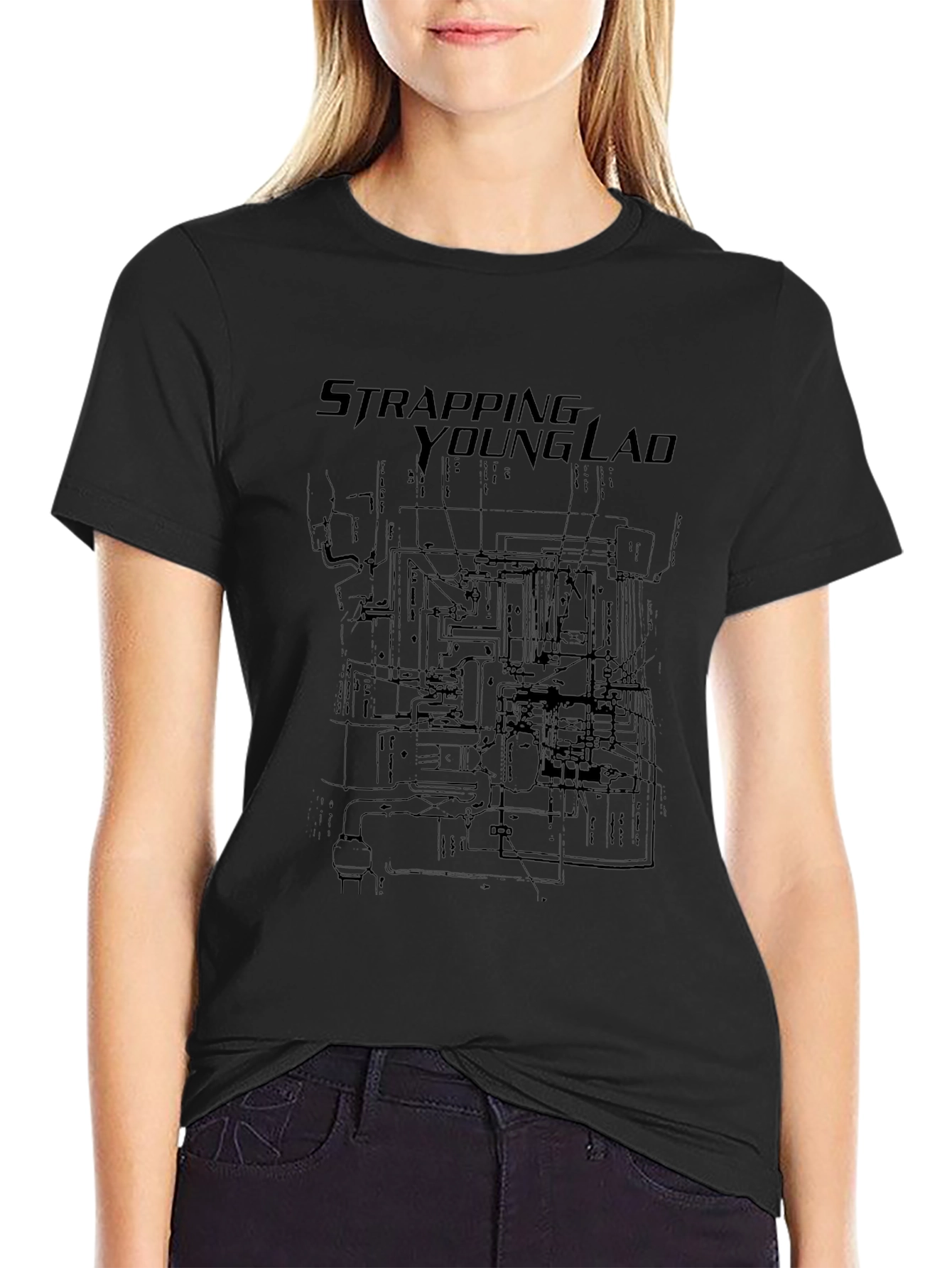 Strapping Young Lad Blueprint Graphic T-Shirt