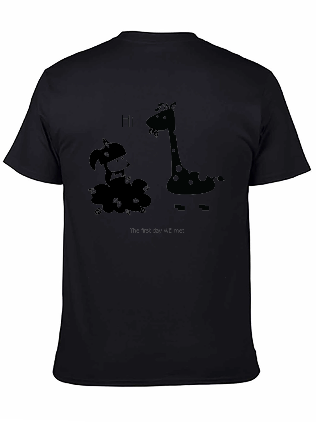 Giraffe & Girl First Meet Graphic Black T-Shirt
