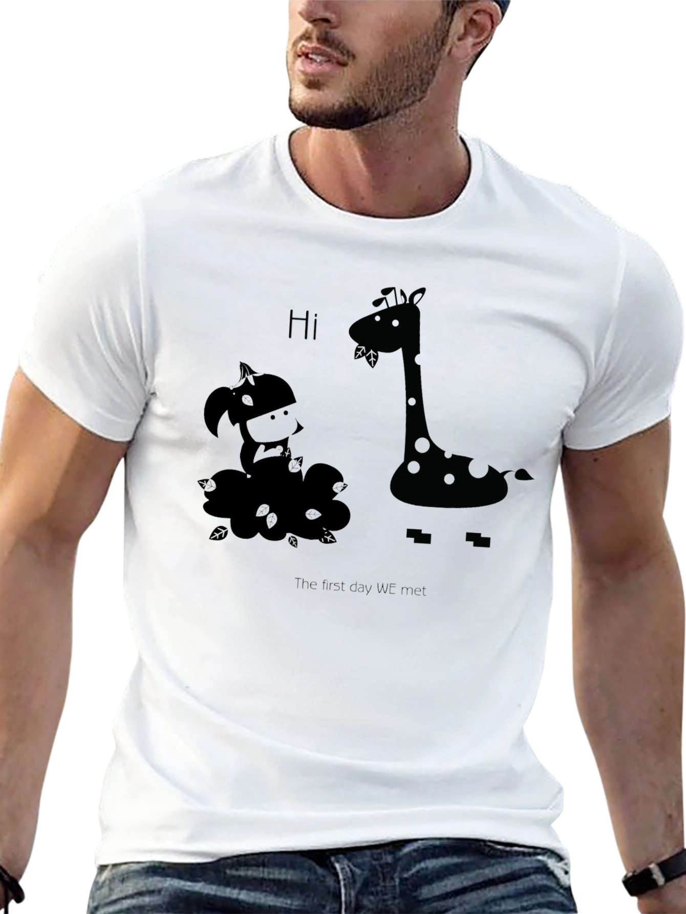 Giraffe & Girl First Meet Graphic Black T-Shirt