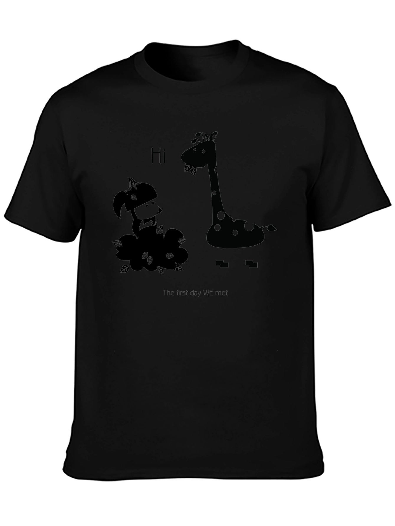Giraffe & Girl First Meet Graphic Black T-Shirt