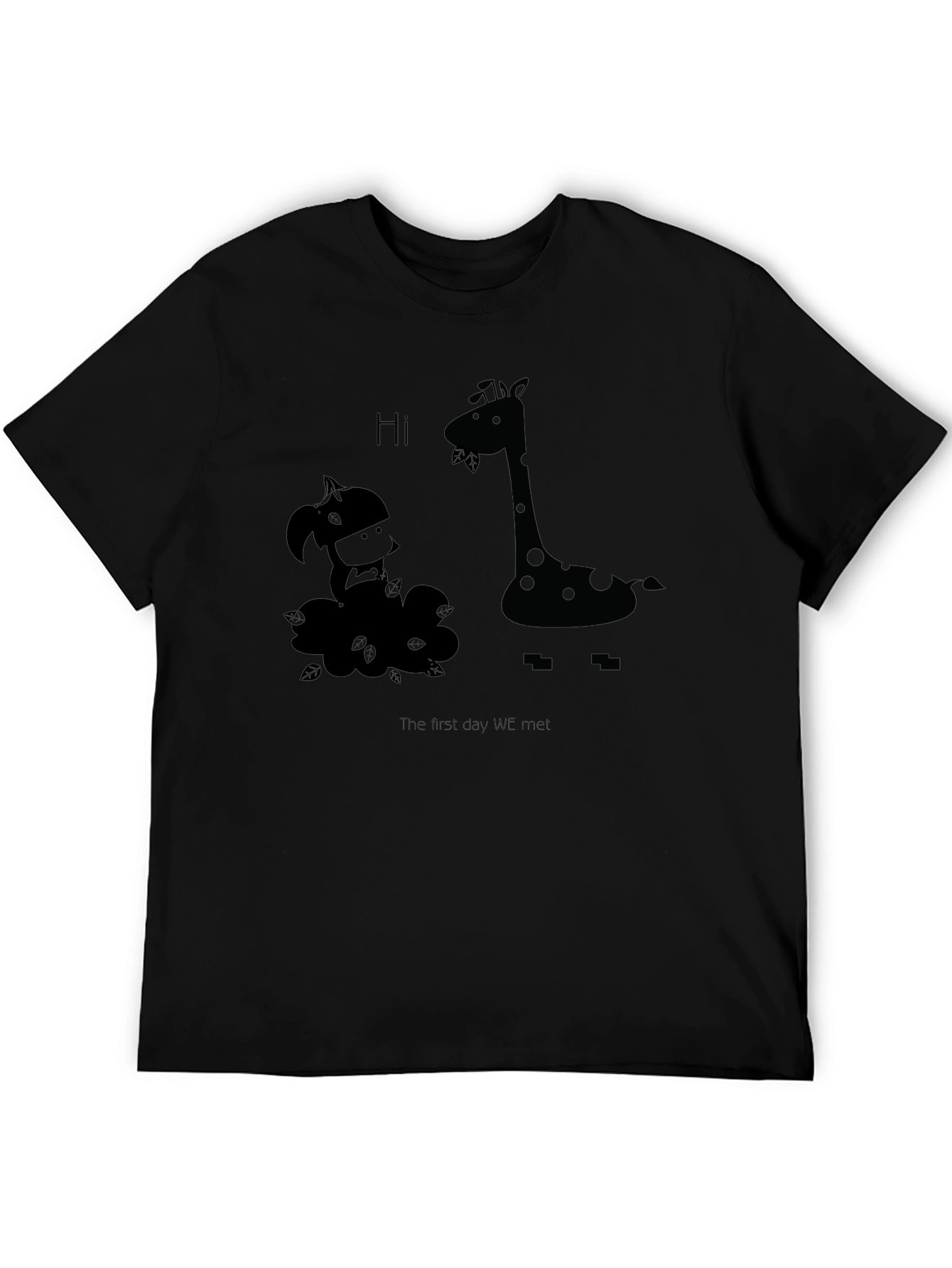 Giraffe & Girl First Meet Graphic Black T-Shirt