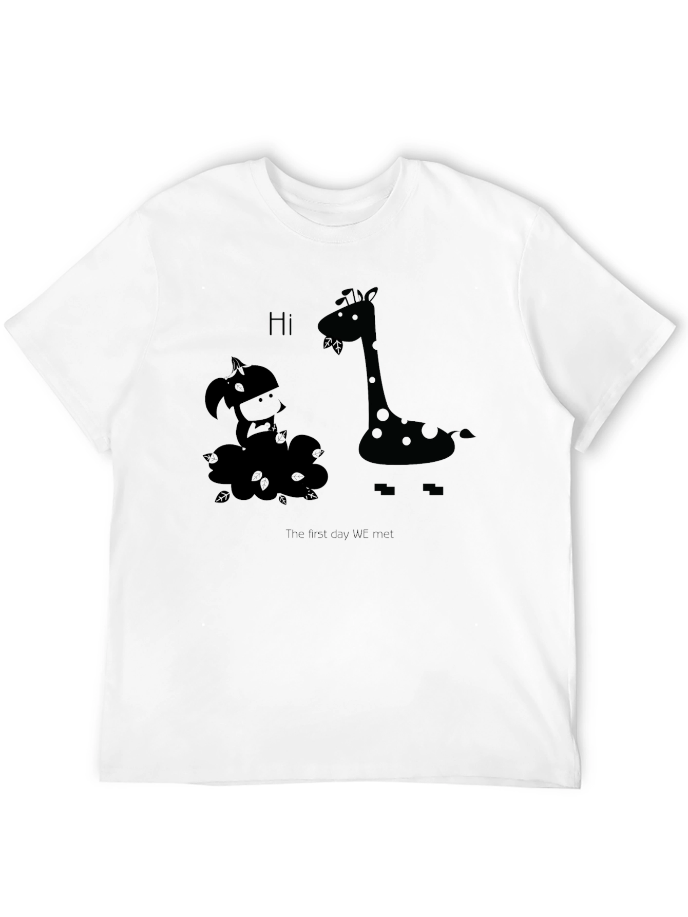 Giraffe & Girl First Meet Graphic Black T-Shirt
