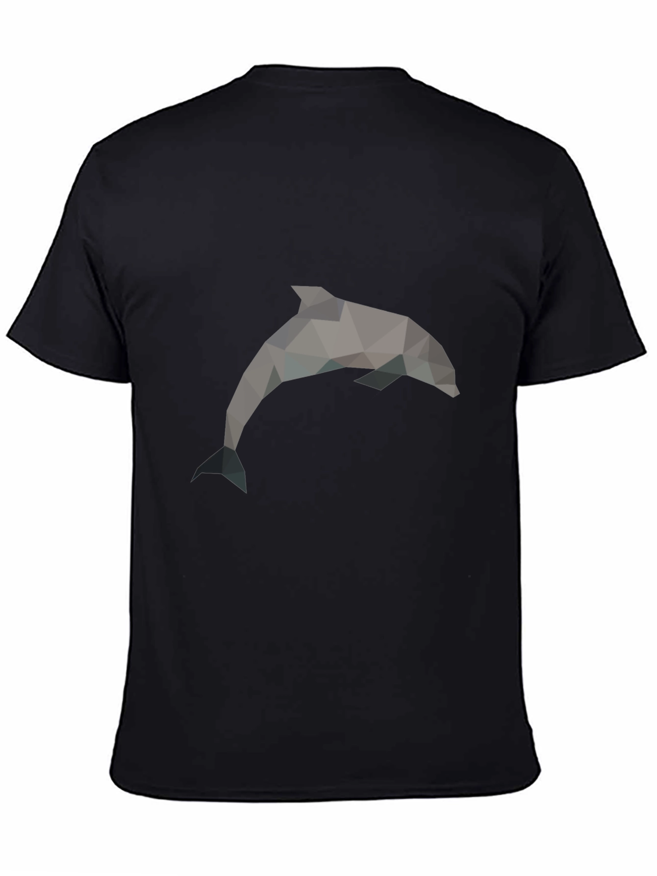 Geometric Dolphin Print Black T-Shirt