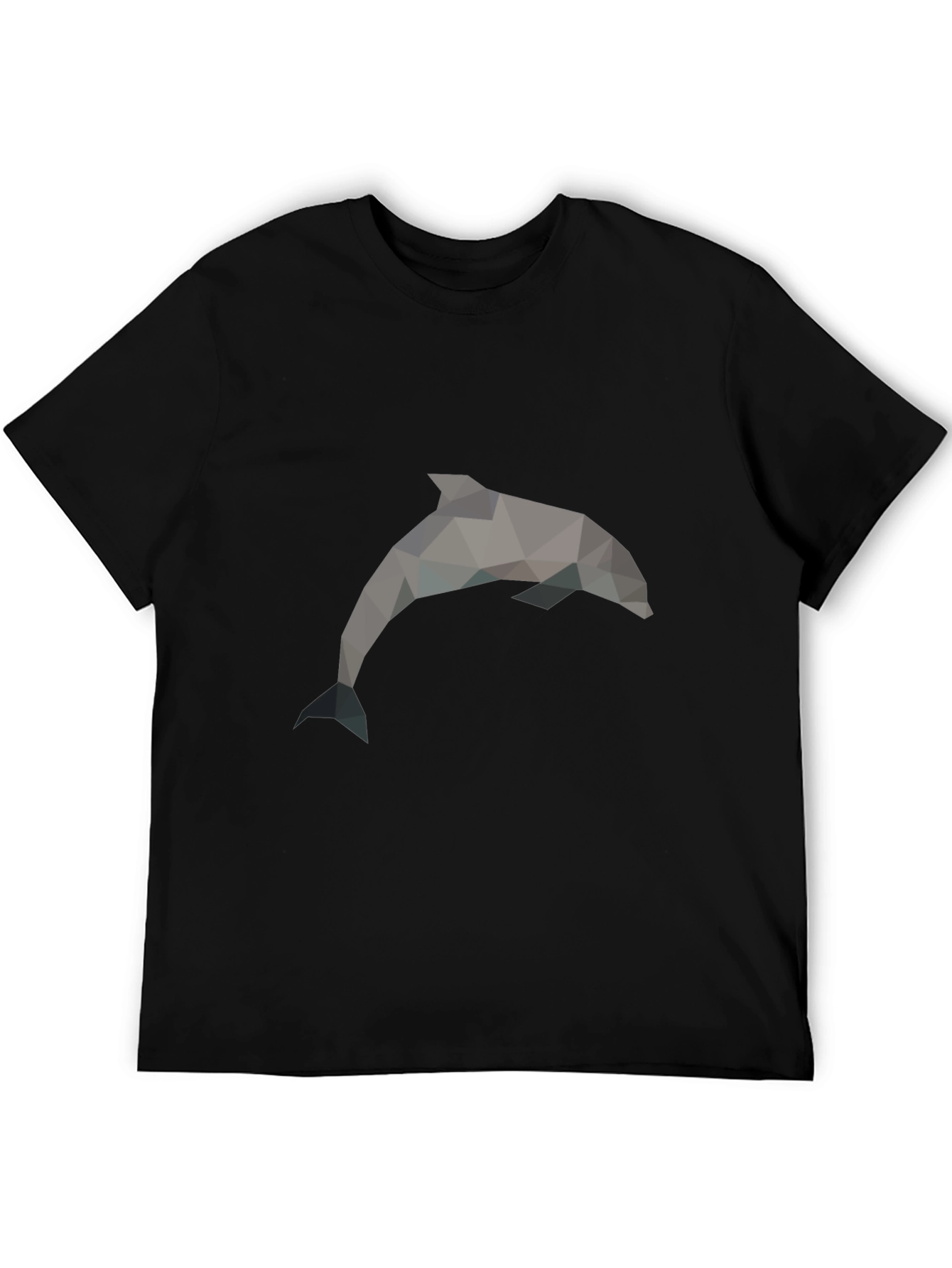 Geometric Dolphin Print Black T-Shirt