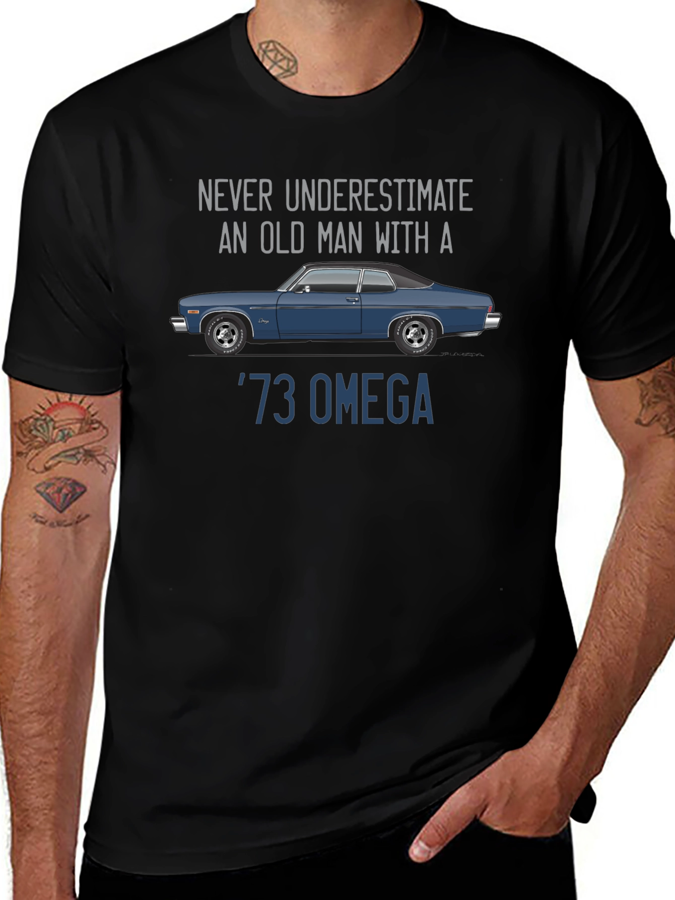 73 Omega Car T-Shirt - Never Underestimate