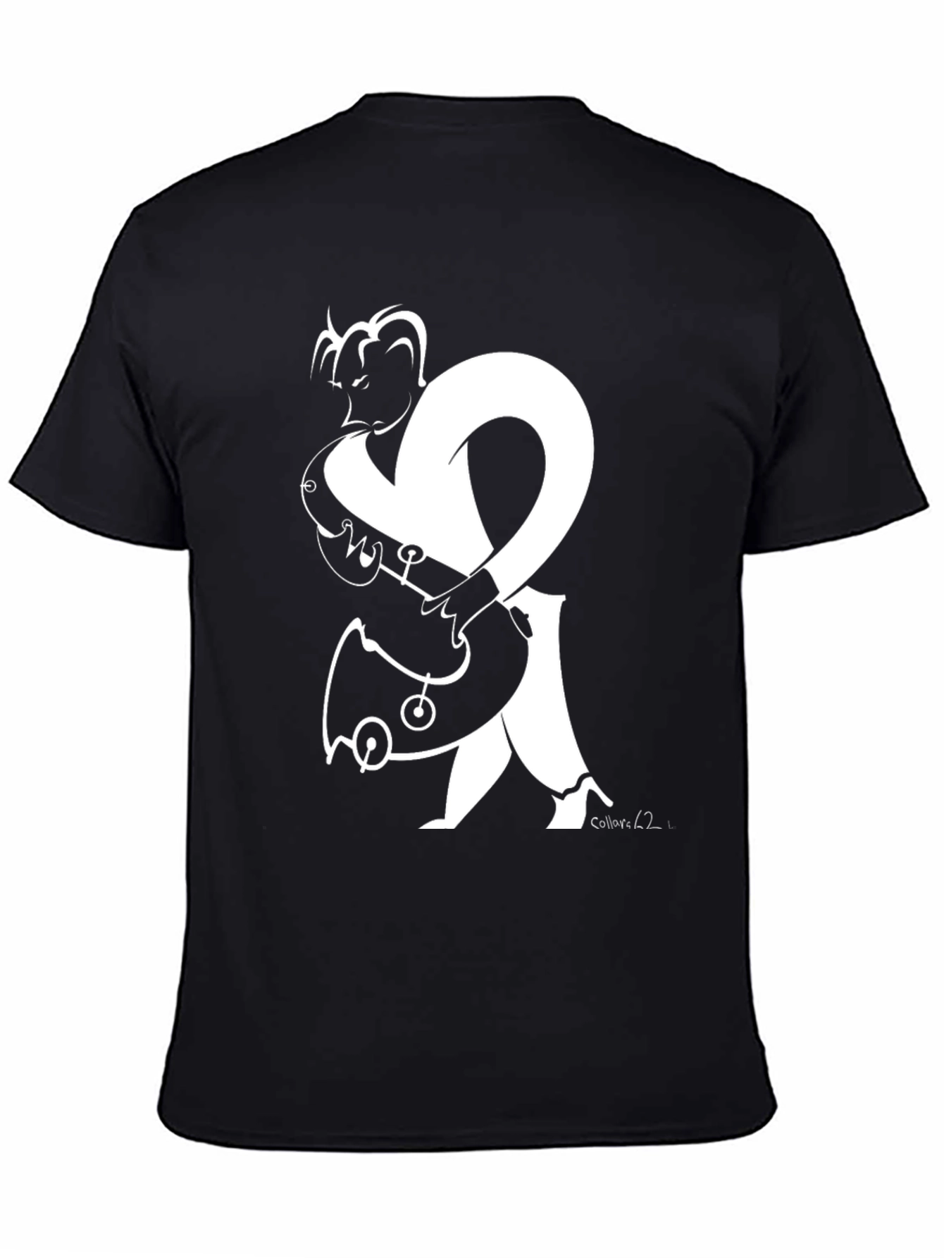 Abstract Musician Graphic Tee - Black Cotton