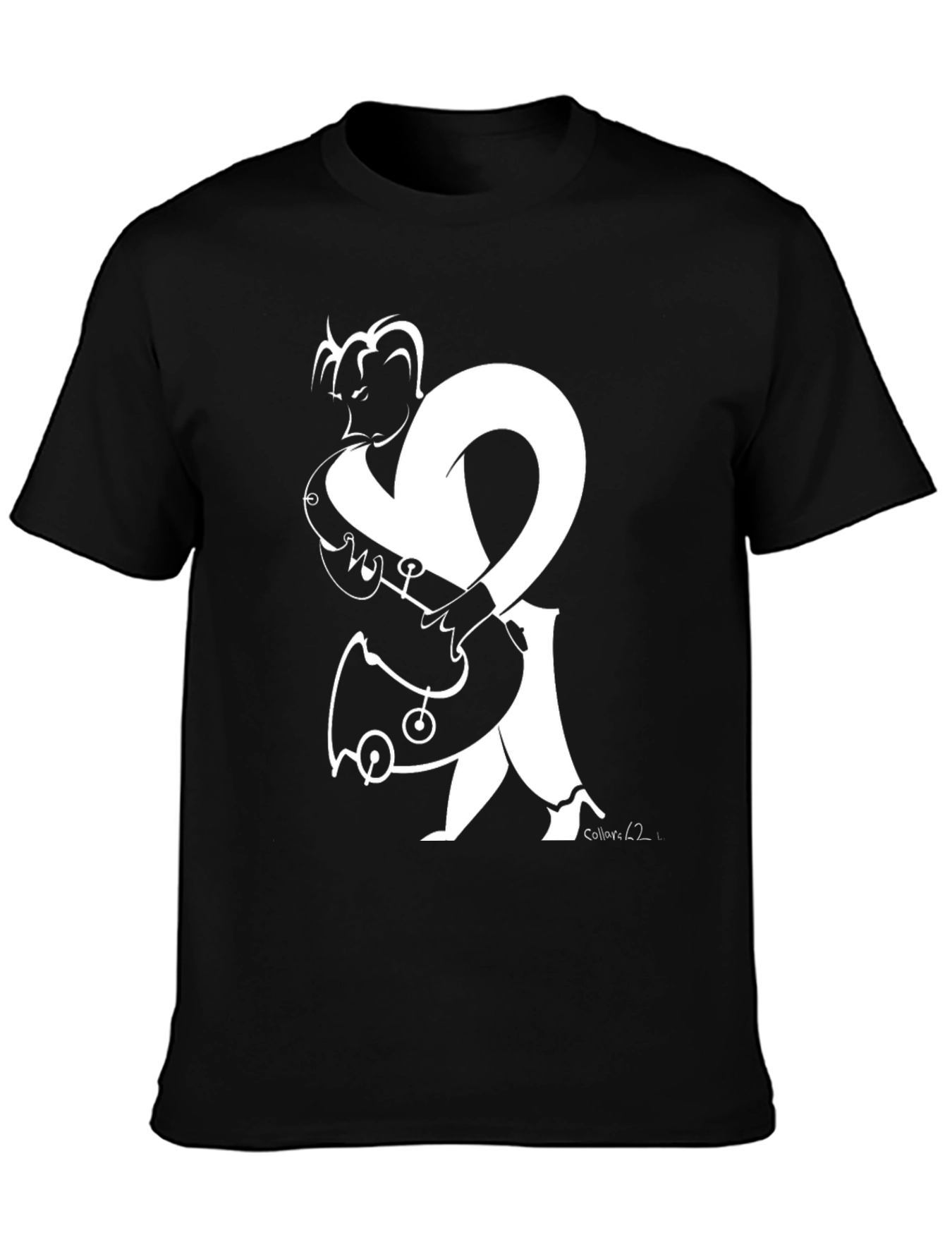 Abstract Musician Graphic Tee - Black Cotton