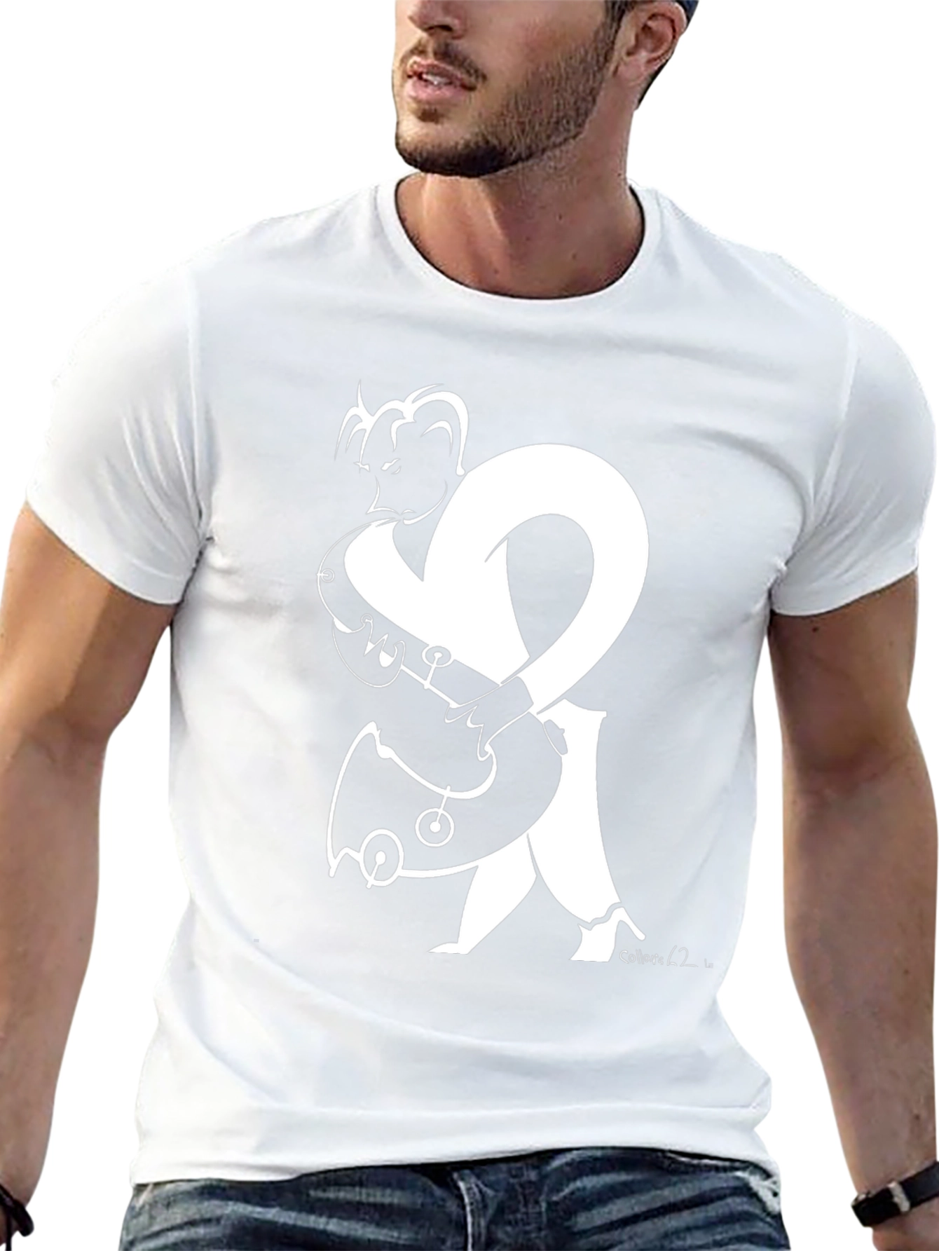 Abstract Musician Graphic Tee - Black Cotton