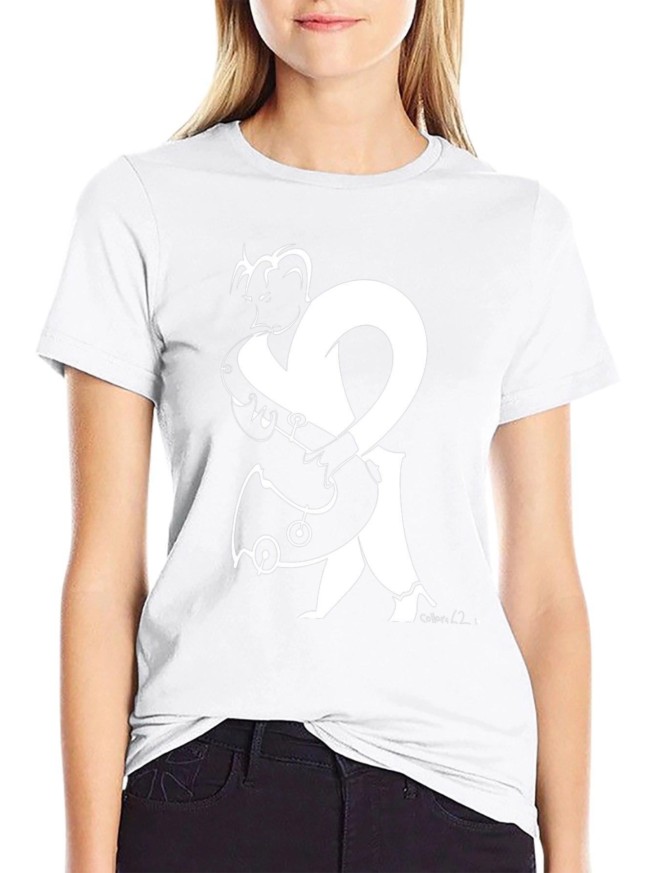 Abstract Musician Graphic Tee - Black Cotton
