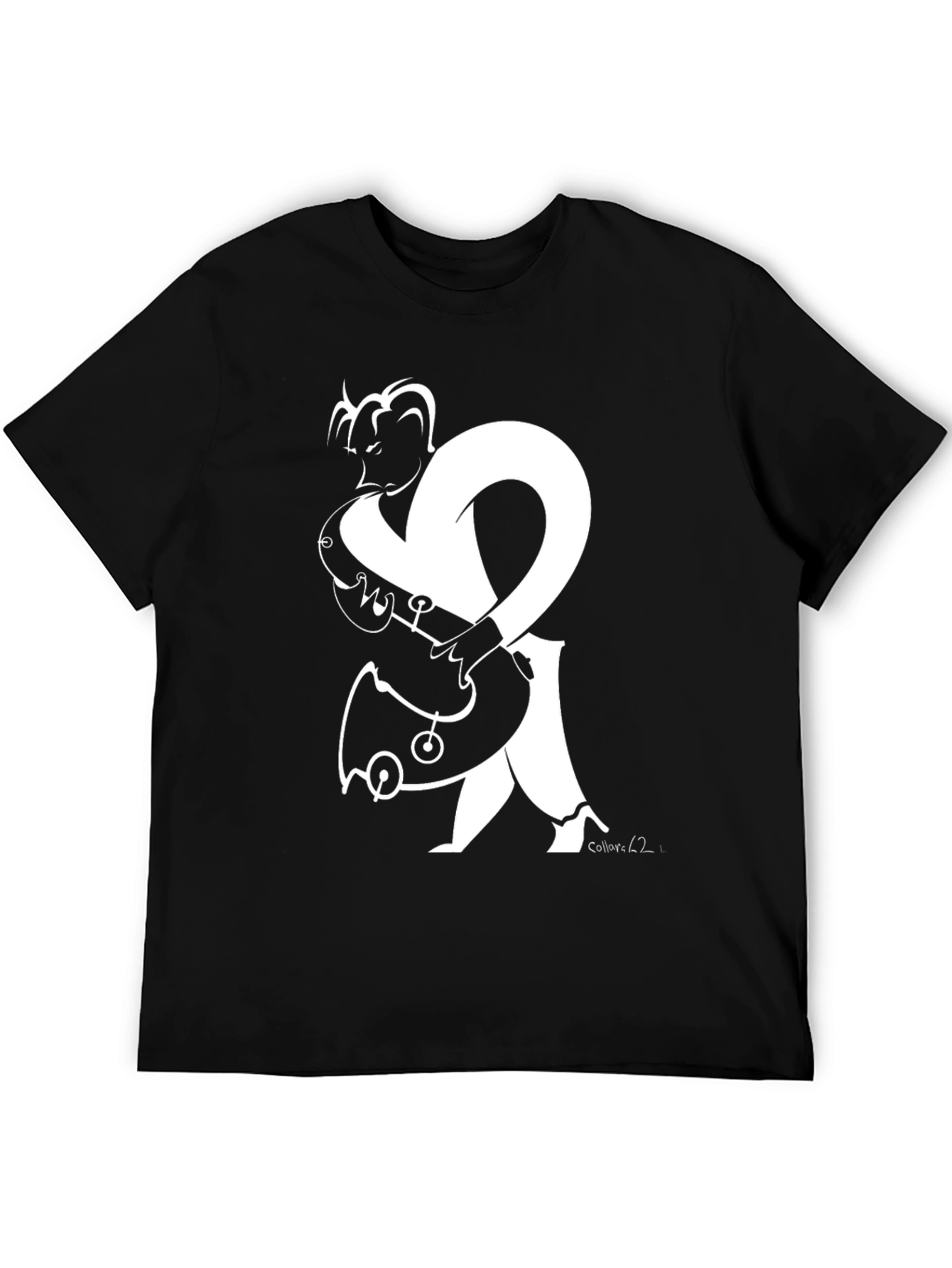 Abstract Musician Graphic Tee - Black Cotton