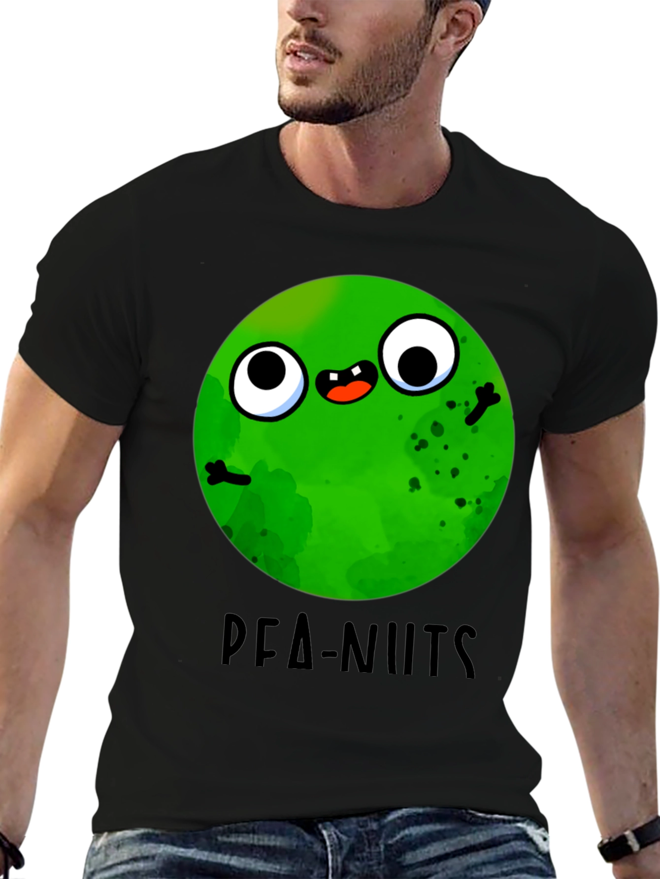 Funny Pea-nuts Graphic T-Shirt - Unisex Black Tee
