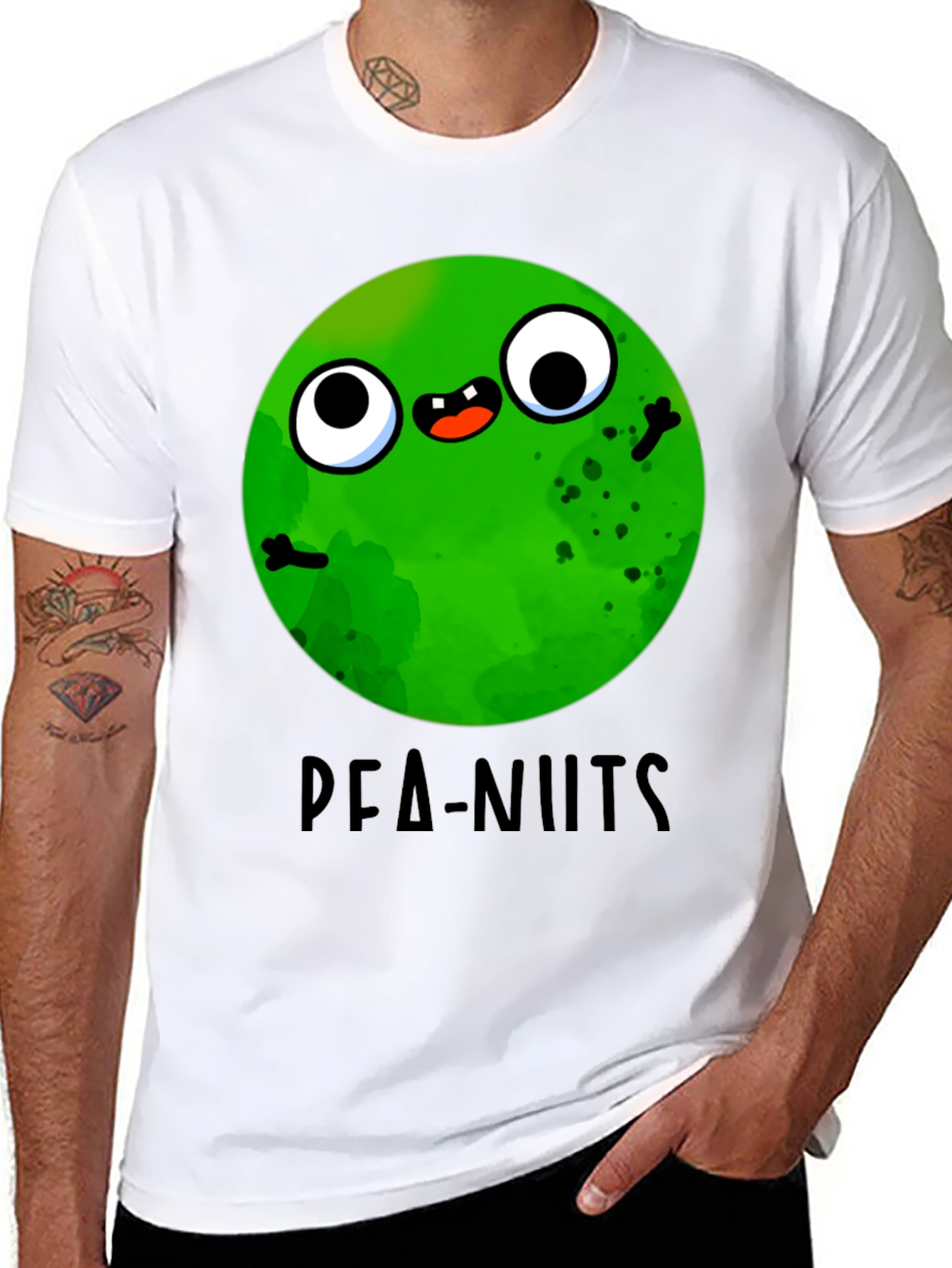 Funny Pea-nuts Graphic T-Shirt - Unisex Black Tee