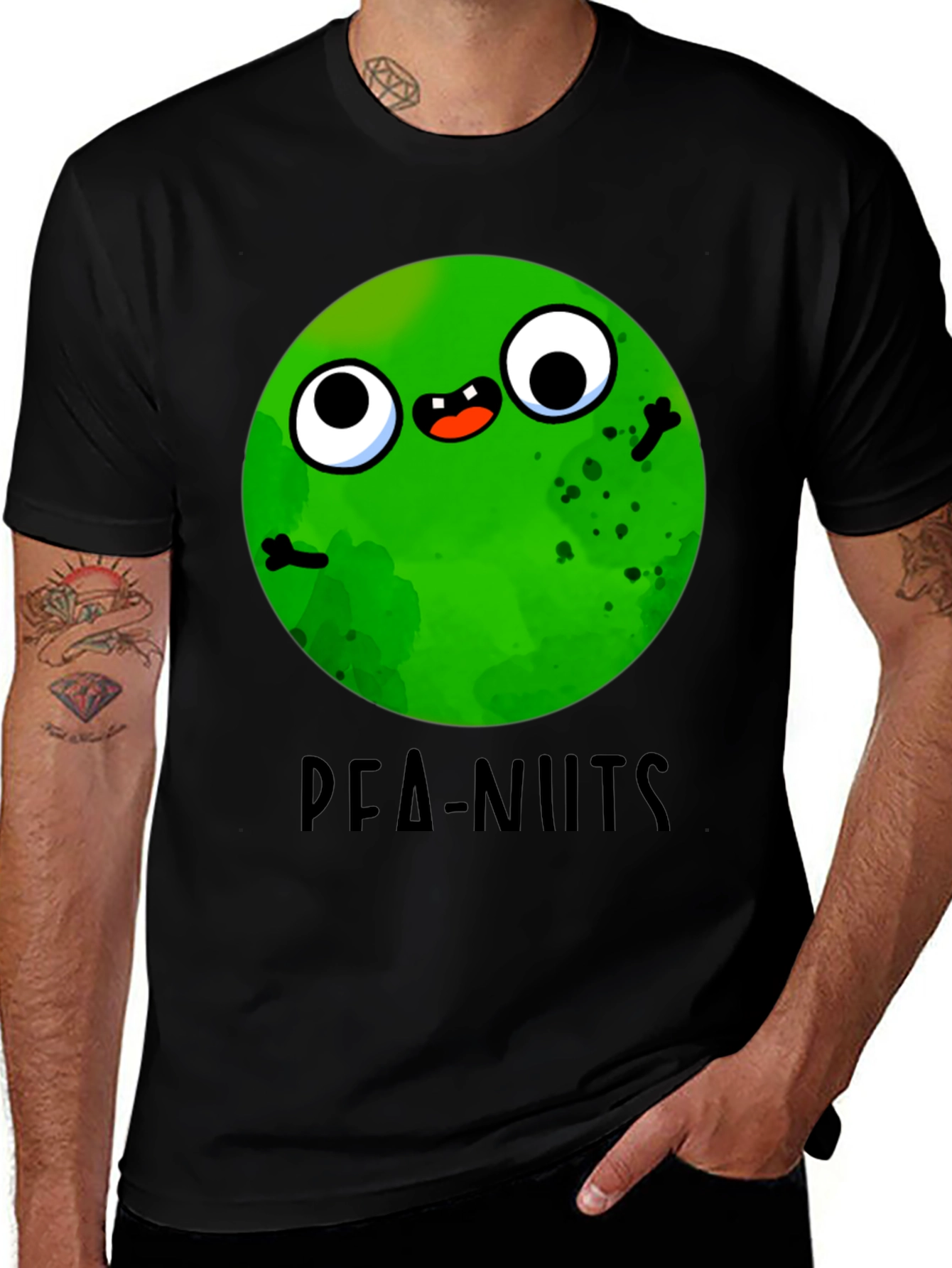 Funny Pea-nuts Graphic T-Shirt - Unisex Black Tee