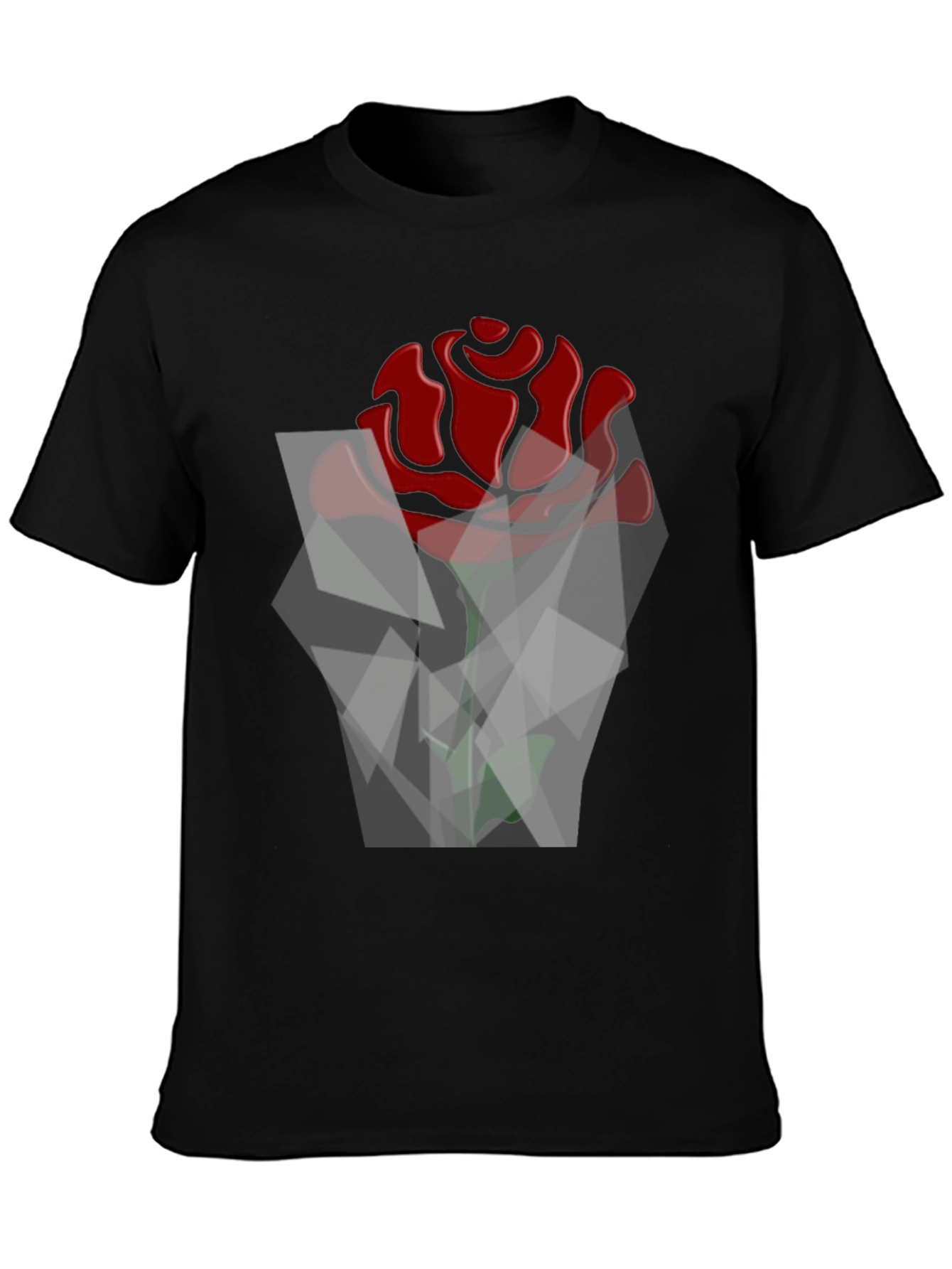 Geometric Rose Graphic Black T-Shirt