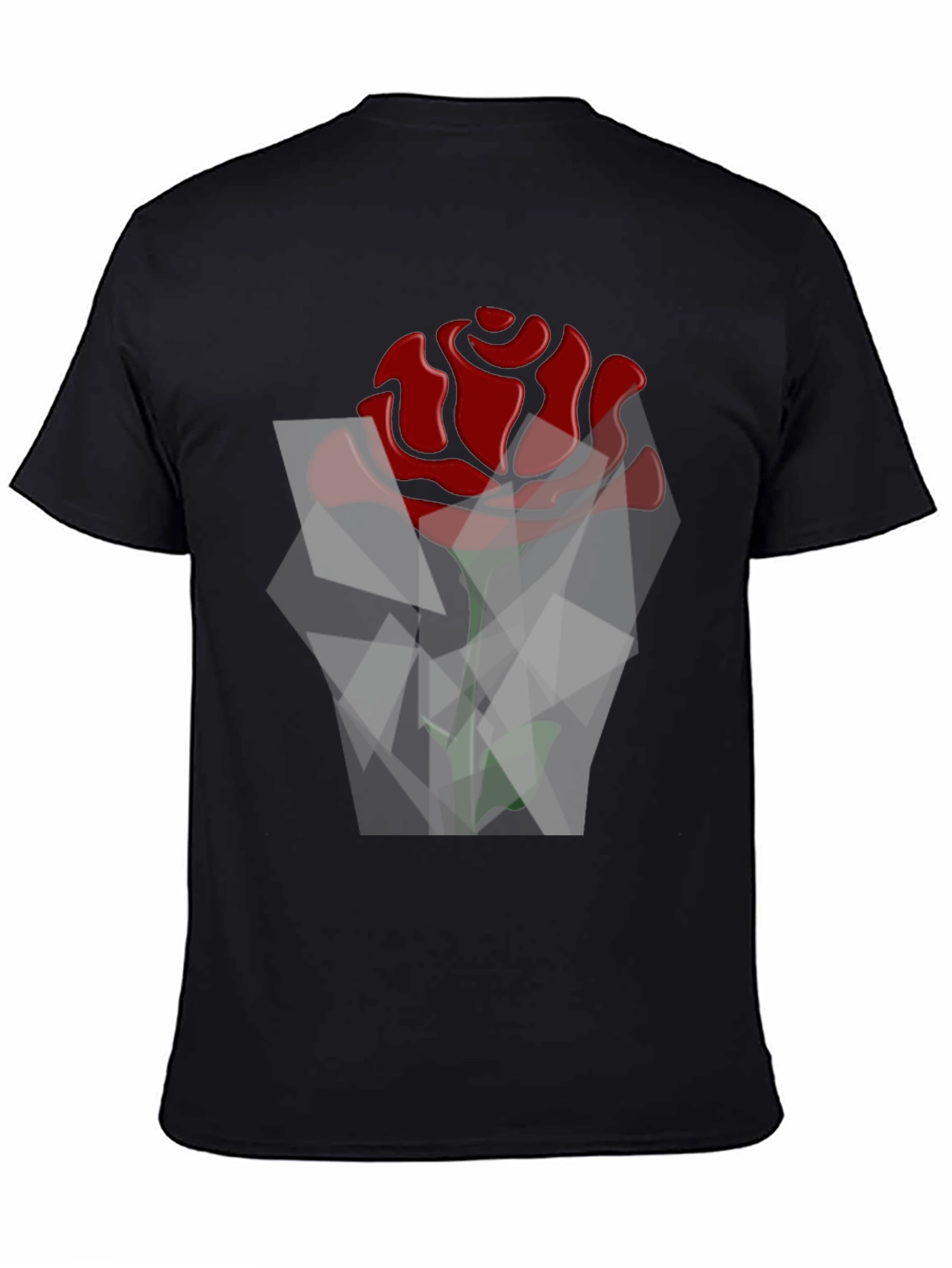 Geometric Rose Graphic Black T-Shirt