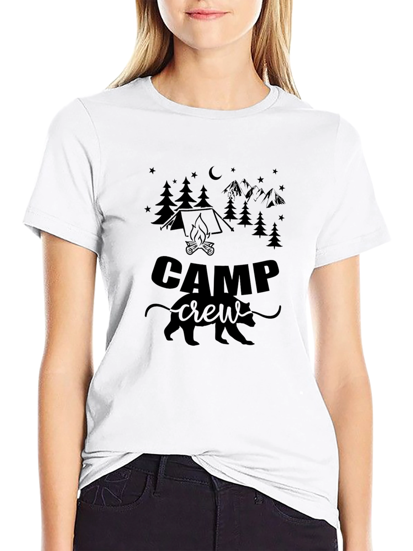 Camp Crew Black Graphic T-Shirt