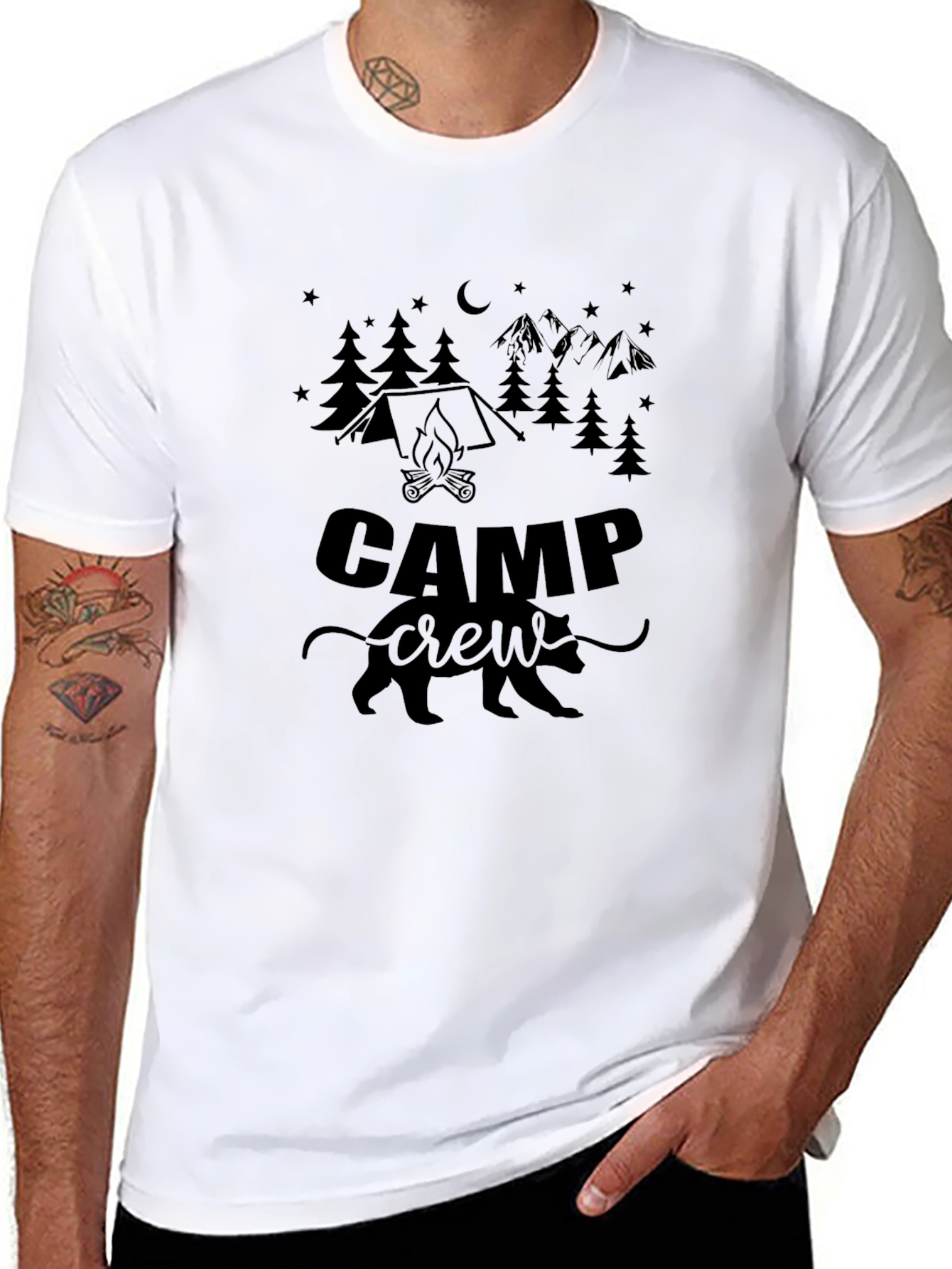 Camp Crew Black Graphic T-Shirt