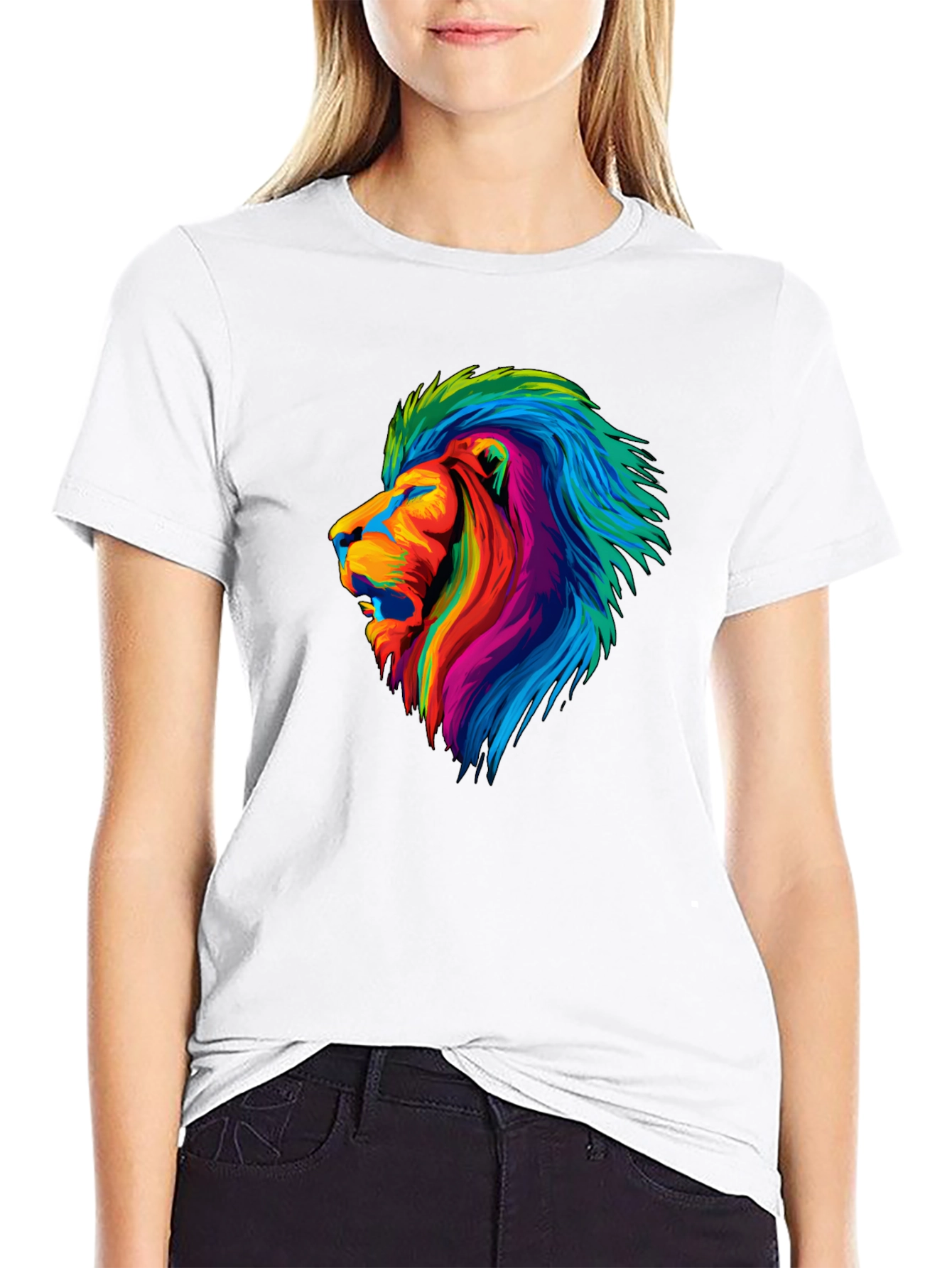 Vibrant Lion Graphic Tee - Mens Black T-Shirt