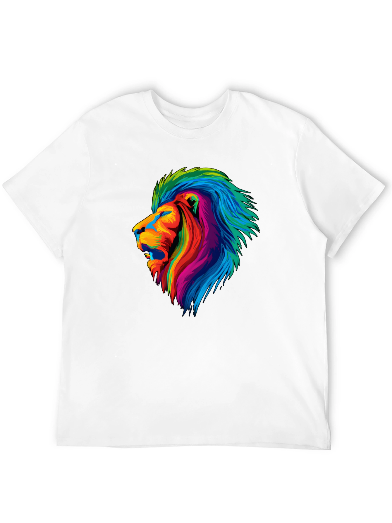 Vibrant Lion Graphic Tee - Mens Black T-Shirt