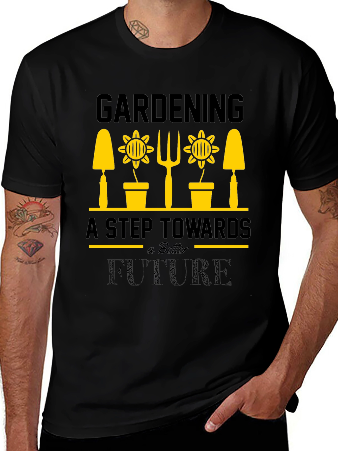 Gardening Future T-Shirt - Black Cotton Tee