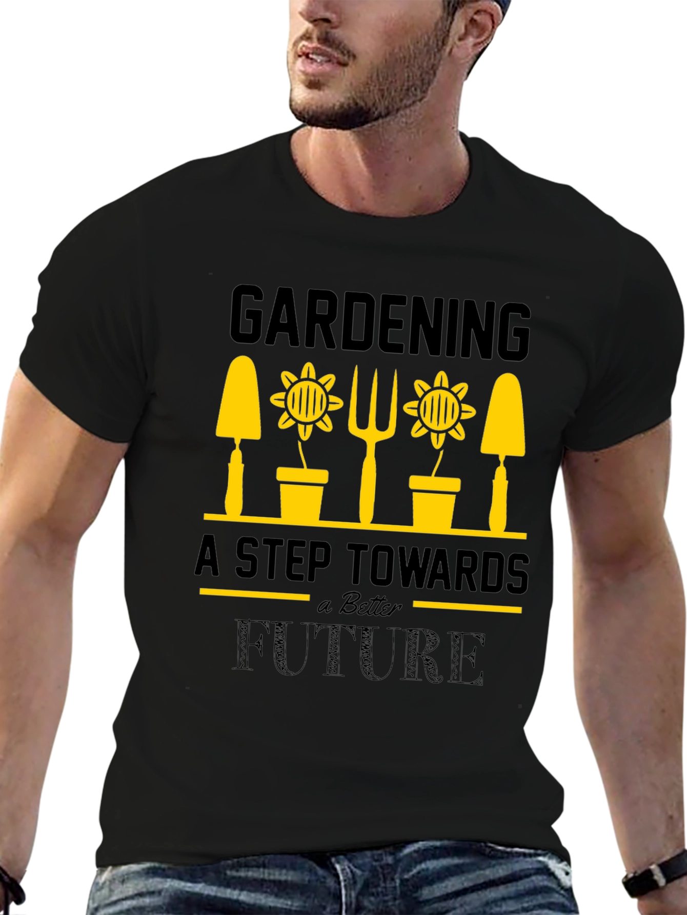 Gardening Future T-Shirt - Black Cotton Tee