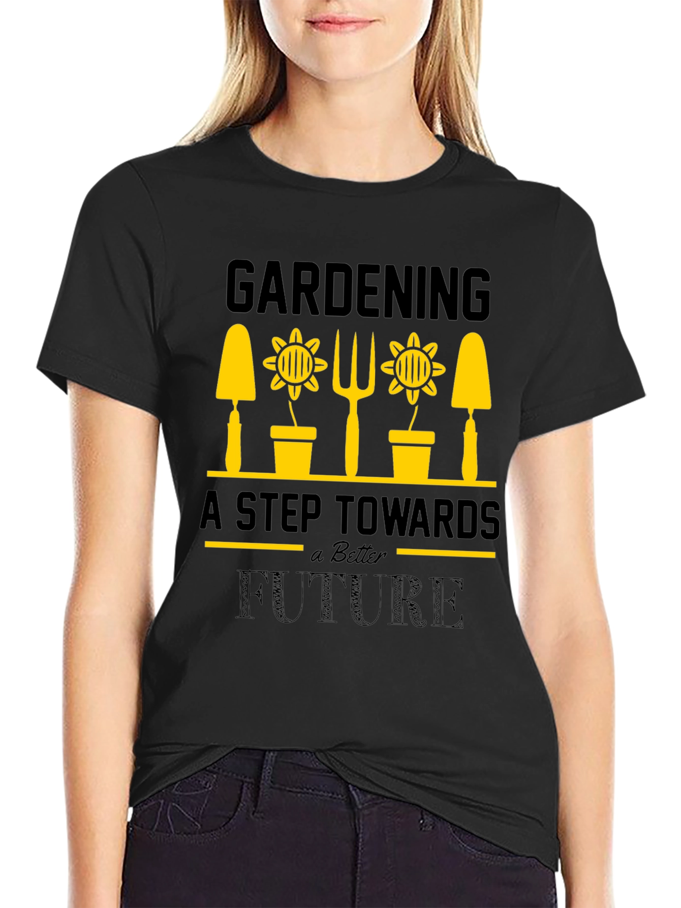 Gardening Future T-Shirt - Black Cotton Tee