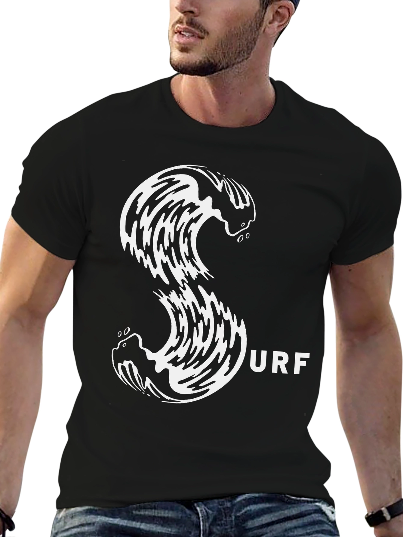 Surf Wave Graphic Tee - Black