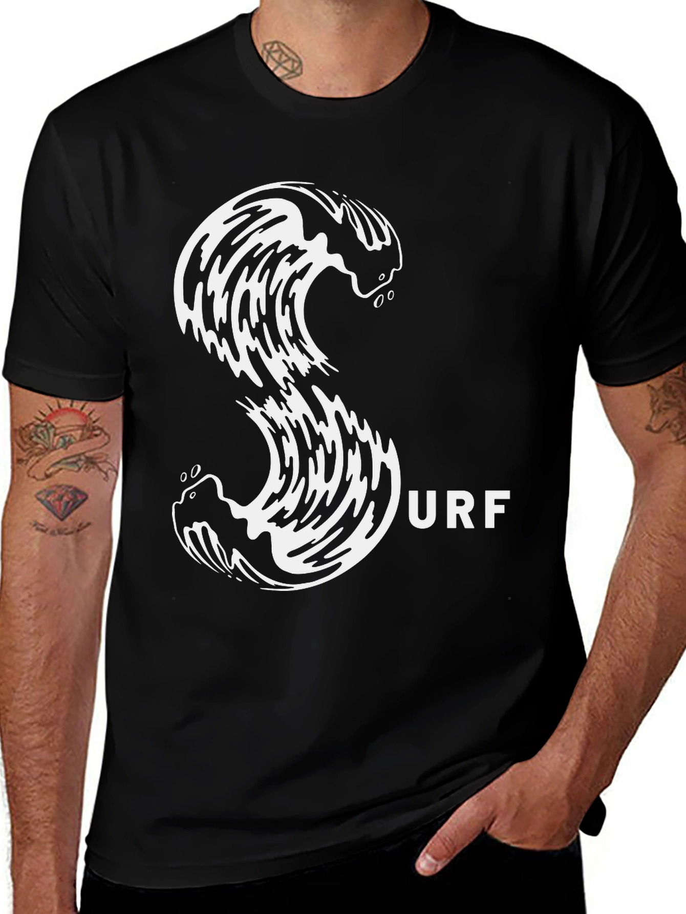Surf Wave Graphic Tee - Black