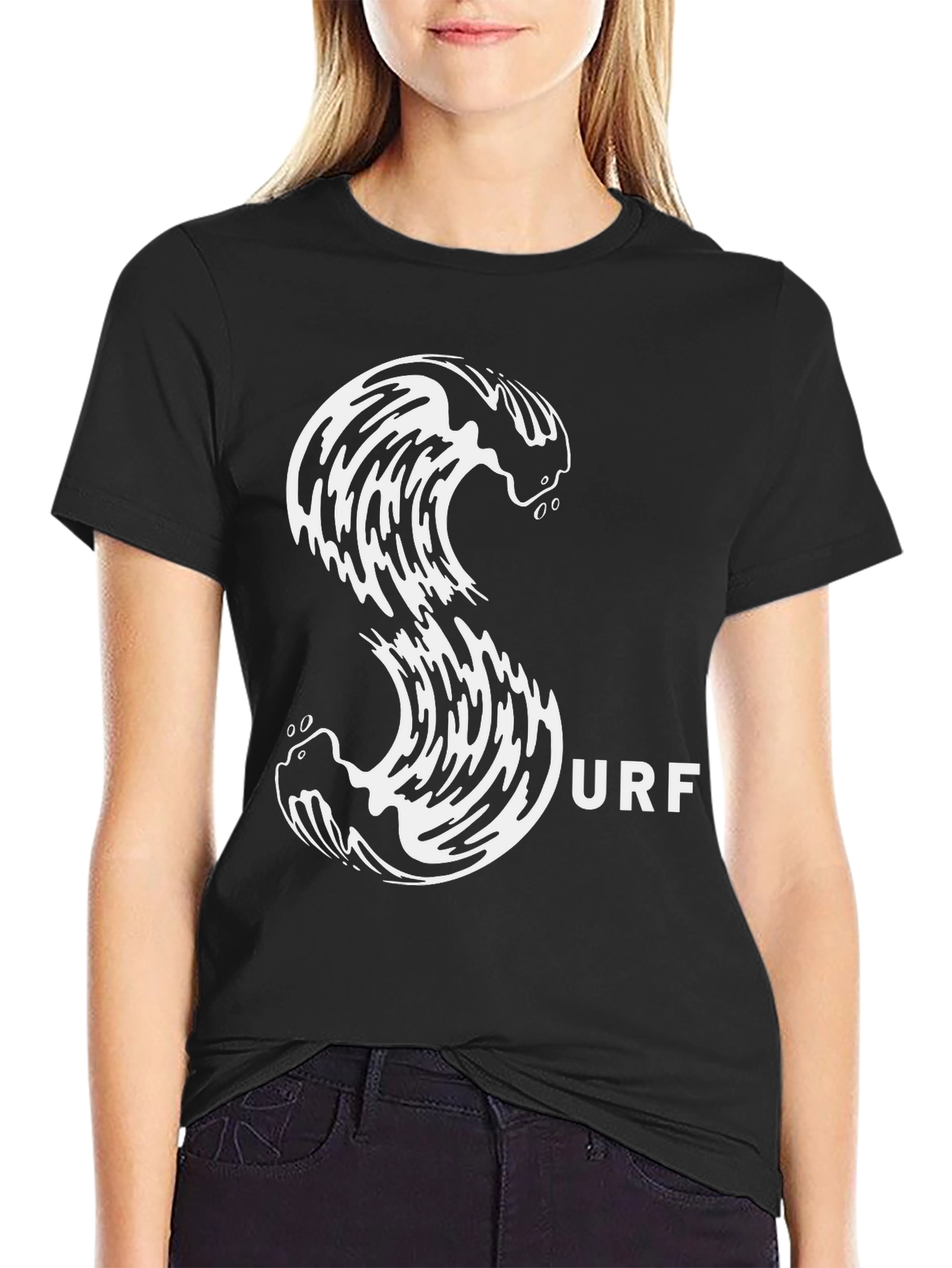 Surf Wave Graphic Tee - Black